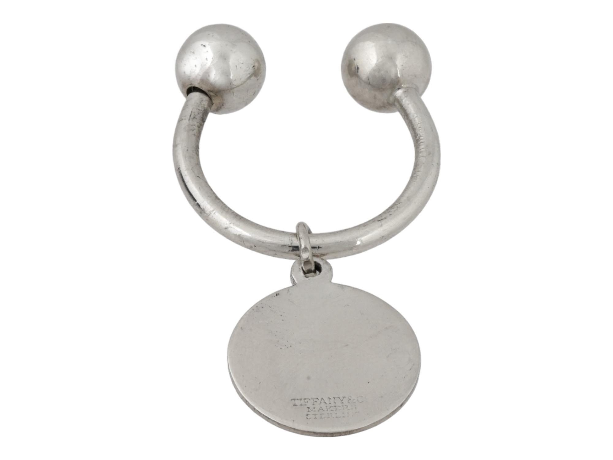 TIFFANY AND CO STERLING SILVER SCREWBALL KEY RING PIC-1