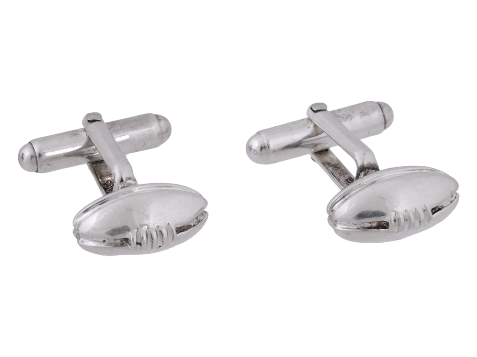 TIFFANY AND CO STERLING SILVER FOOTBALL CUFFLINKS PIC-1