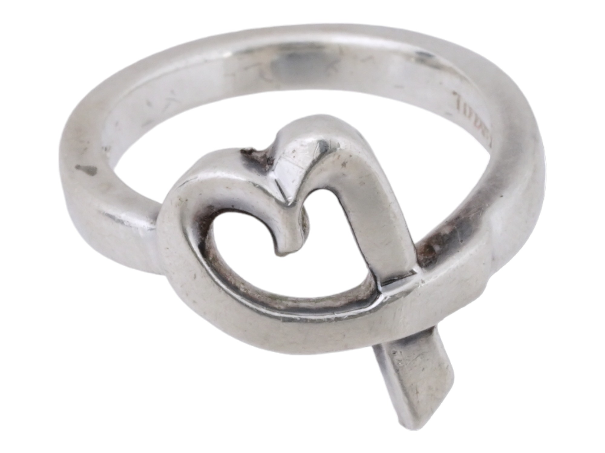 TIFFANY AND CO STERLING SILVER LOVING HEART RING PIC-1
