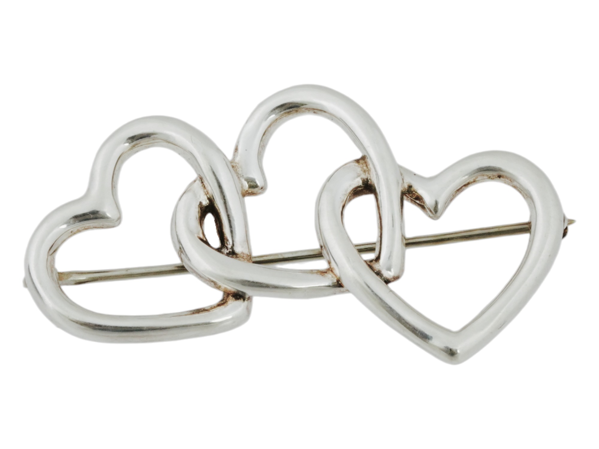 TIFFANY AND CO STERLING SILVER TRIPLE OPEN HEART PIN PIC-1