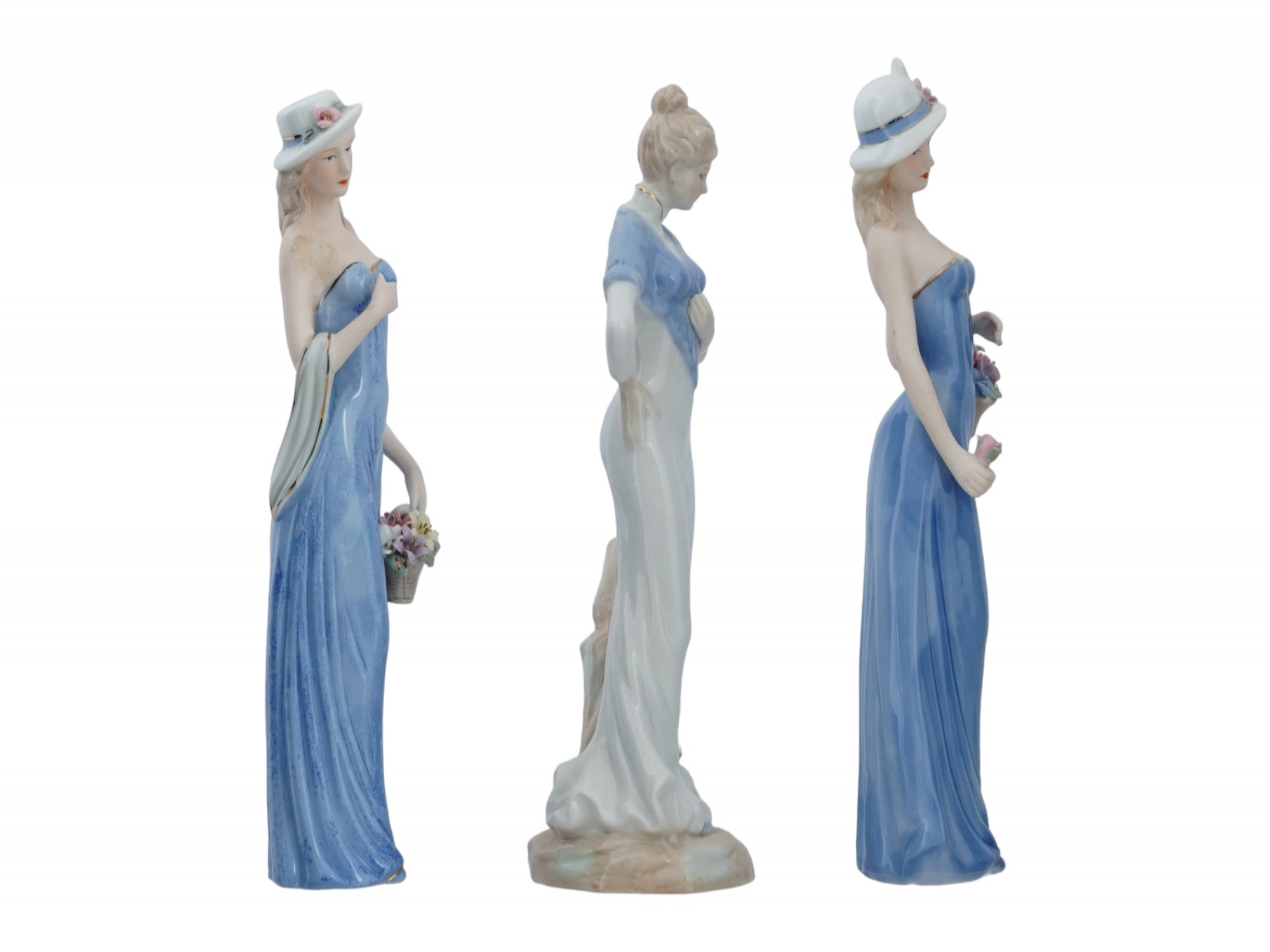 LARGE VINTAGE GLAZED PORCELAIN FEMALE FIGURINES PIC-3