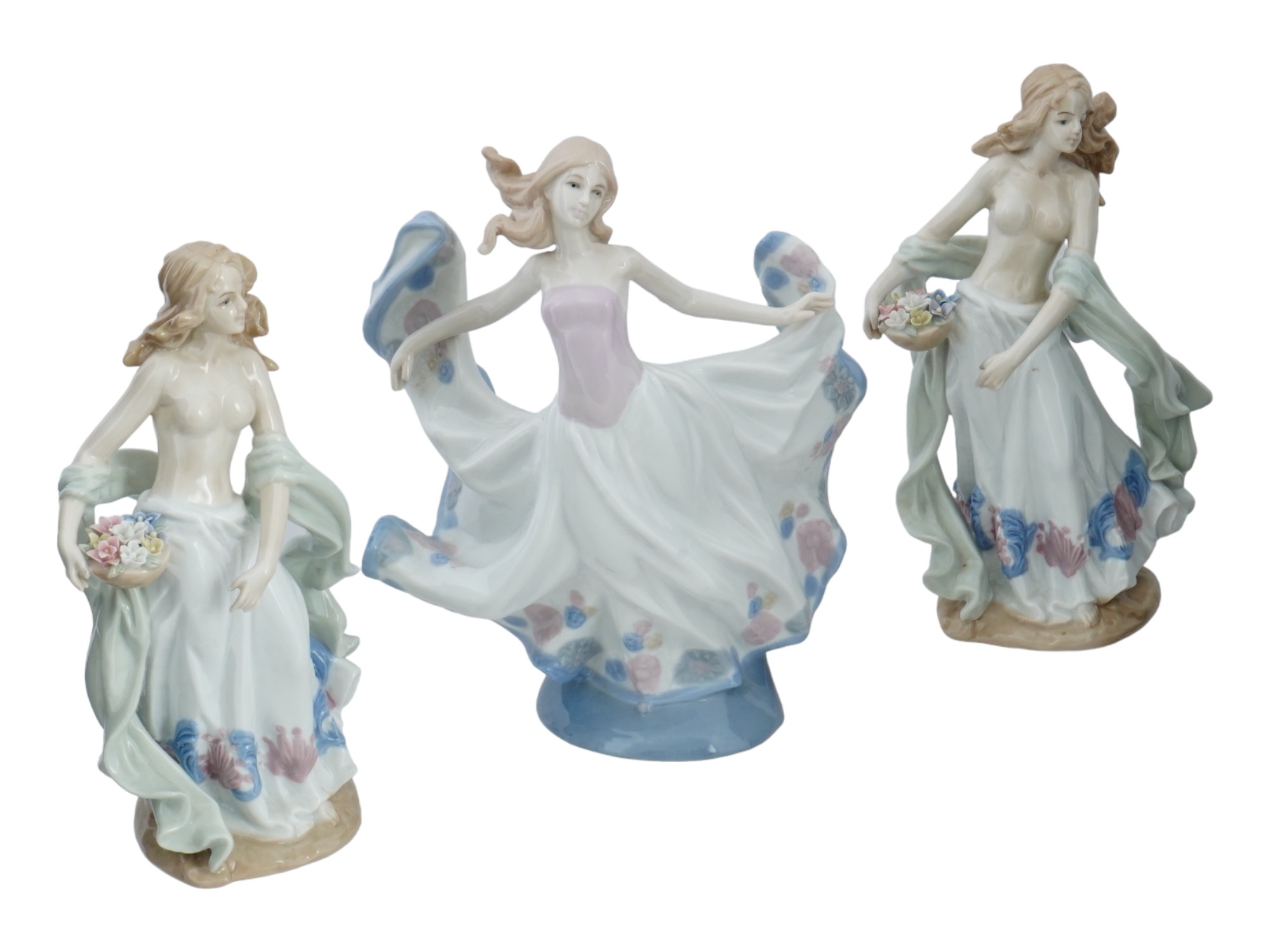 LARGE VINTAGE GLAZED PORCELAIN FEMALE FIGURINES PIC-1