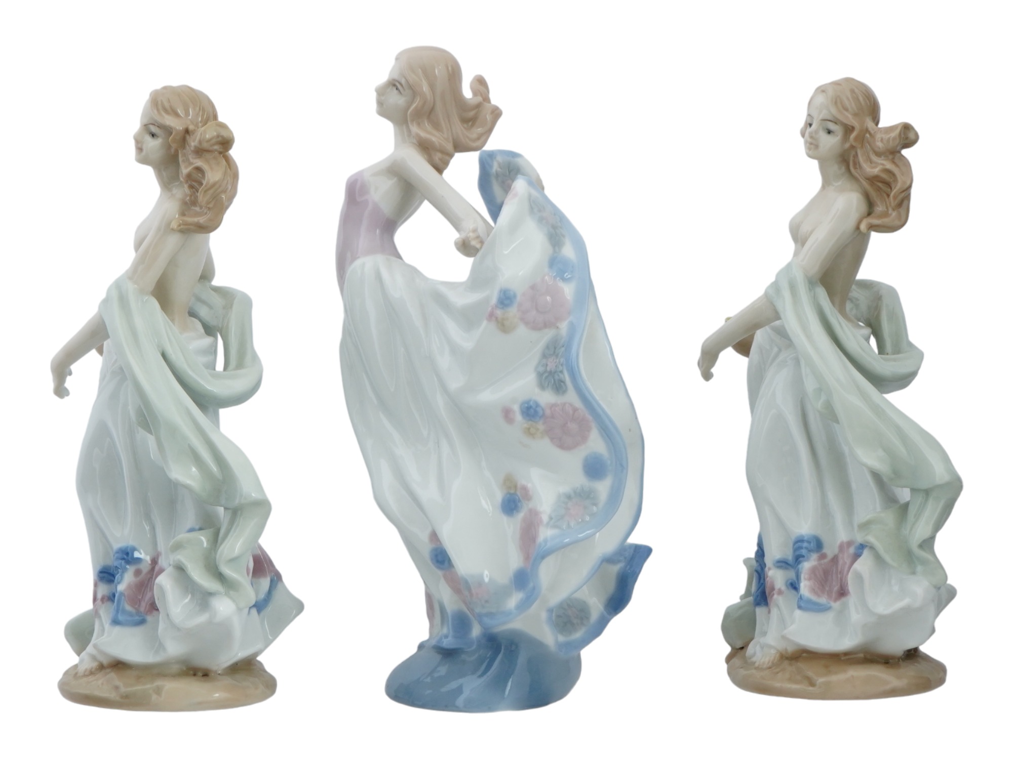 LARGE VINTAGE GLAZED PORCELAIN FEMALE FIGURINES PIC-2