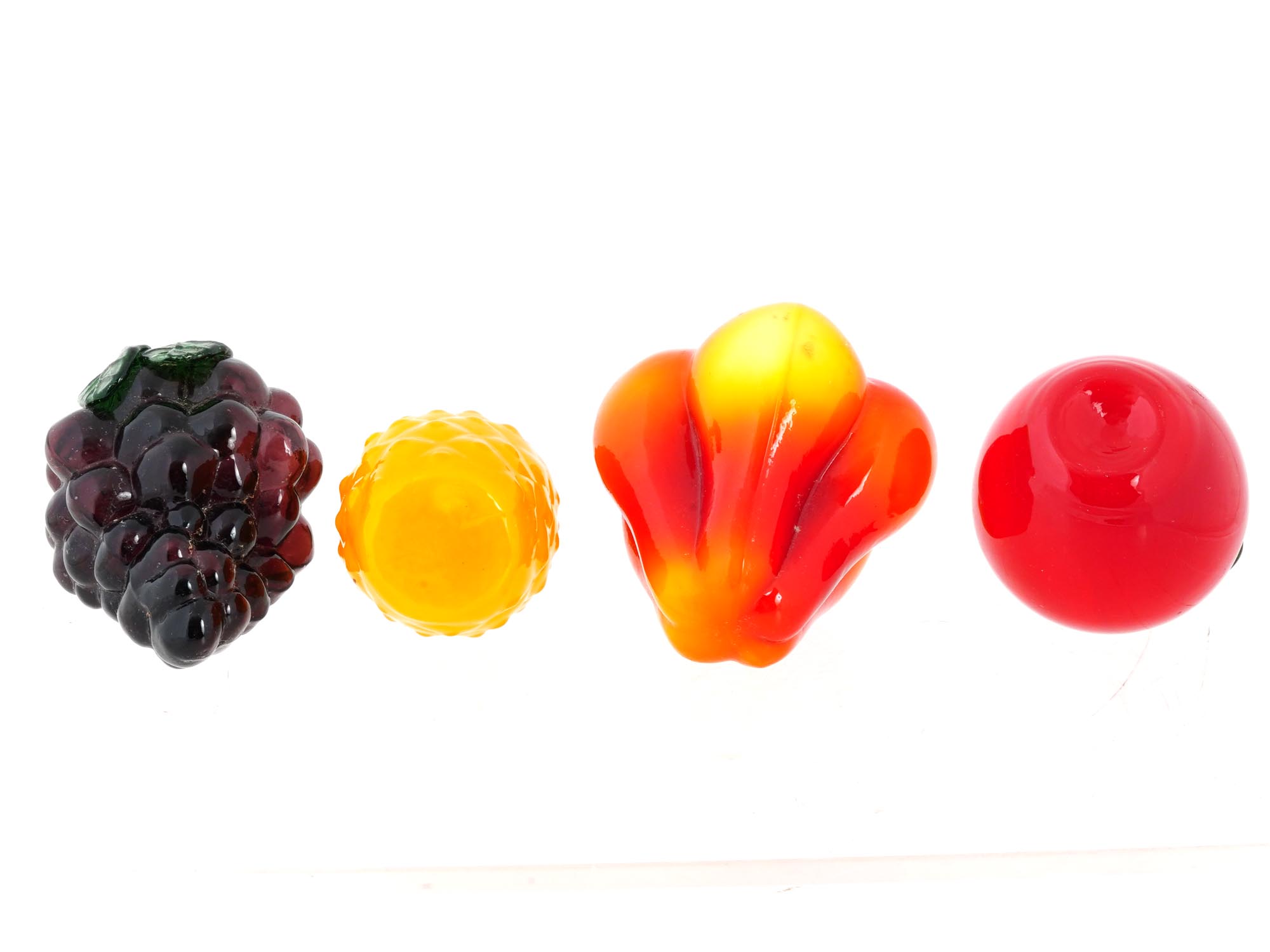 VINTAGE COLORED GLASS VEGETABLE AND FRUIT FIGURINES PIC-4