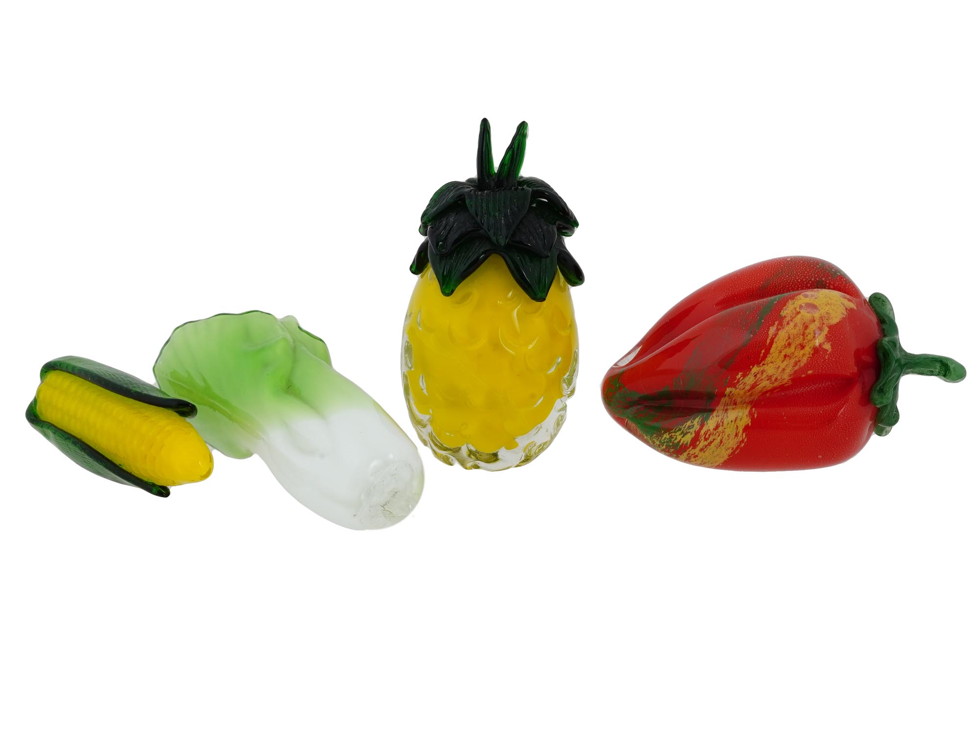 VINTAGE COLORED GLASS VEGETABLE AND FRUIT FIGURINES PIC-3