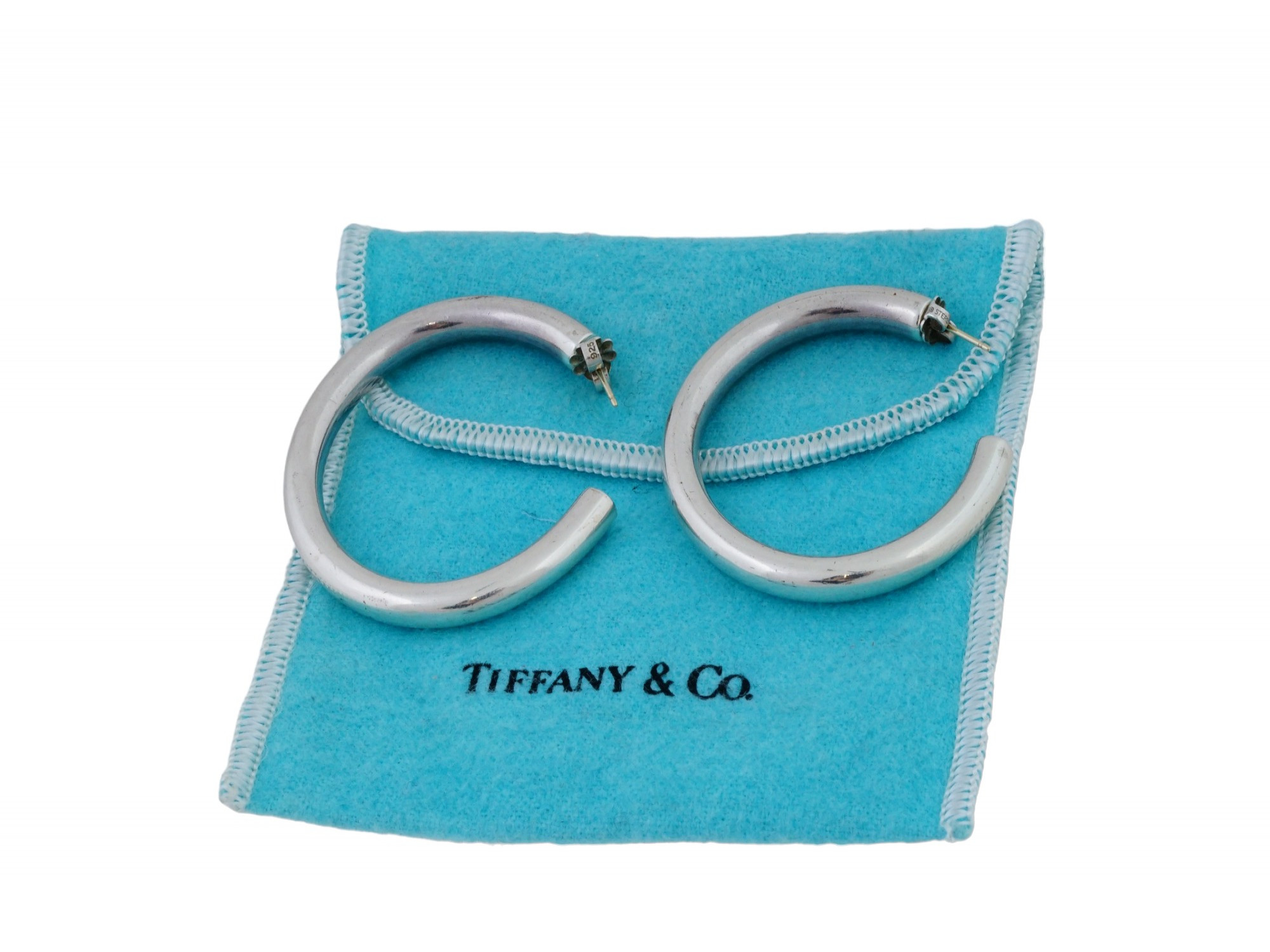 TIFFANY AND CO STERLING SILVER OPEN HOOP EARRINGS PIC-0