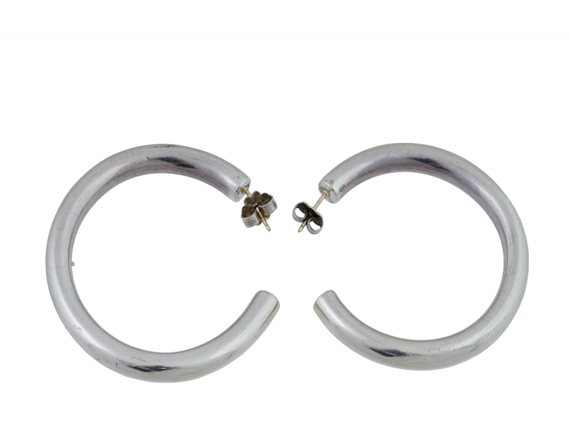 TIFFANY AND CO STERLING SILVER OPEN HOOP EARRINGS PIC-1