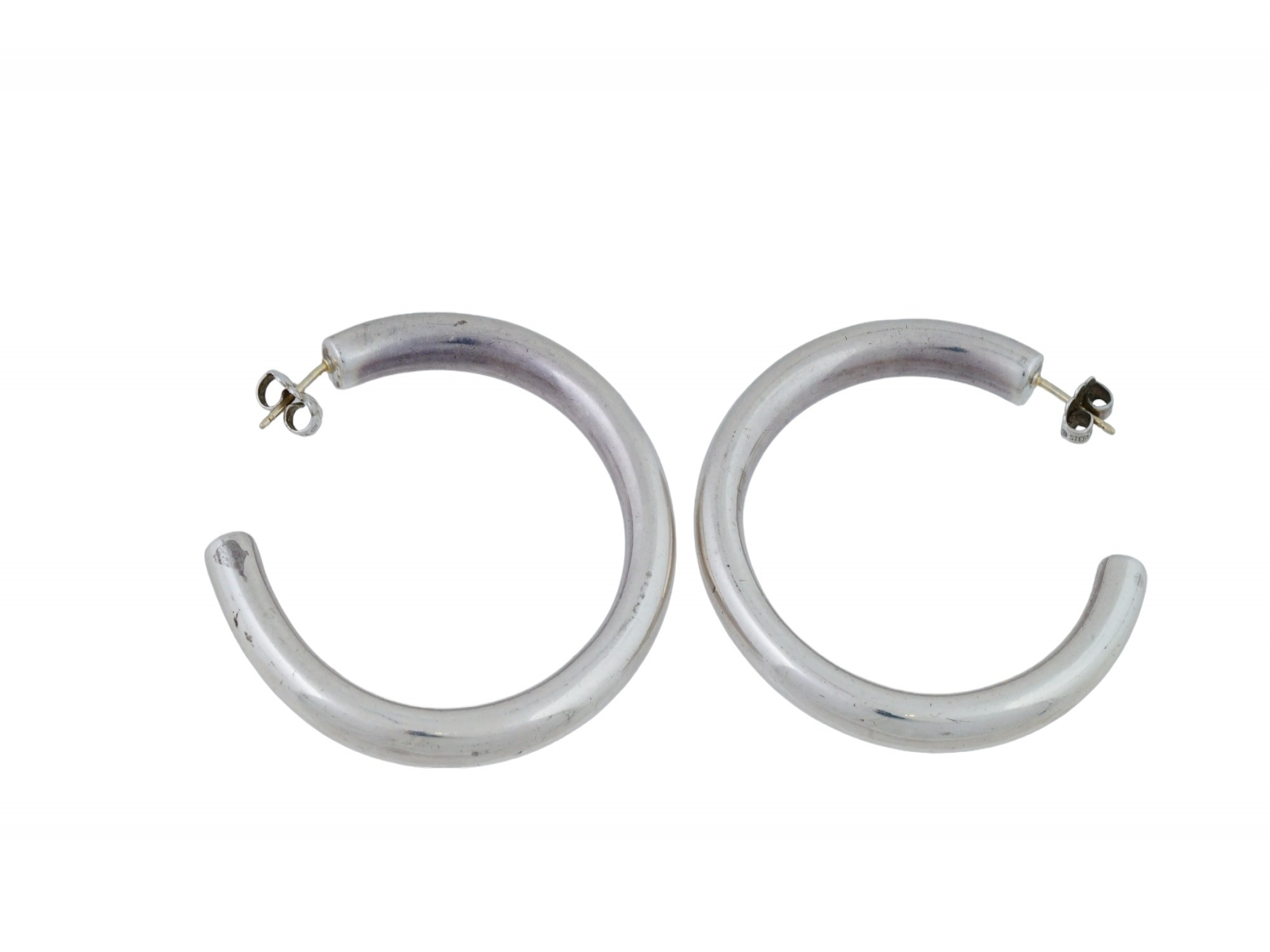 TIFFANY AND CO STERLING SILVER OPEN HOOP EARRINGS PIC-2