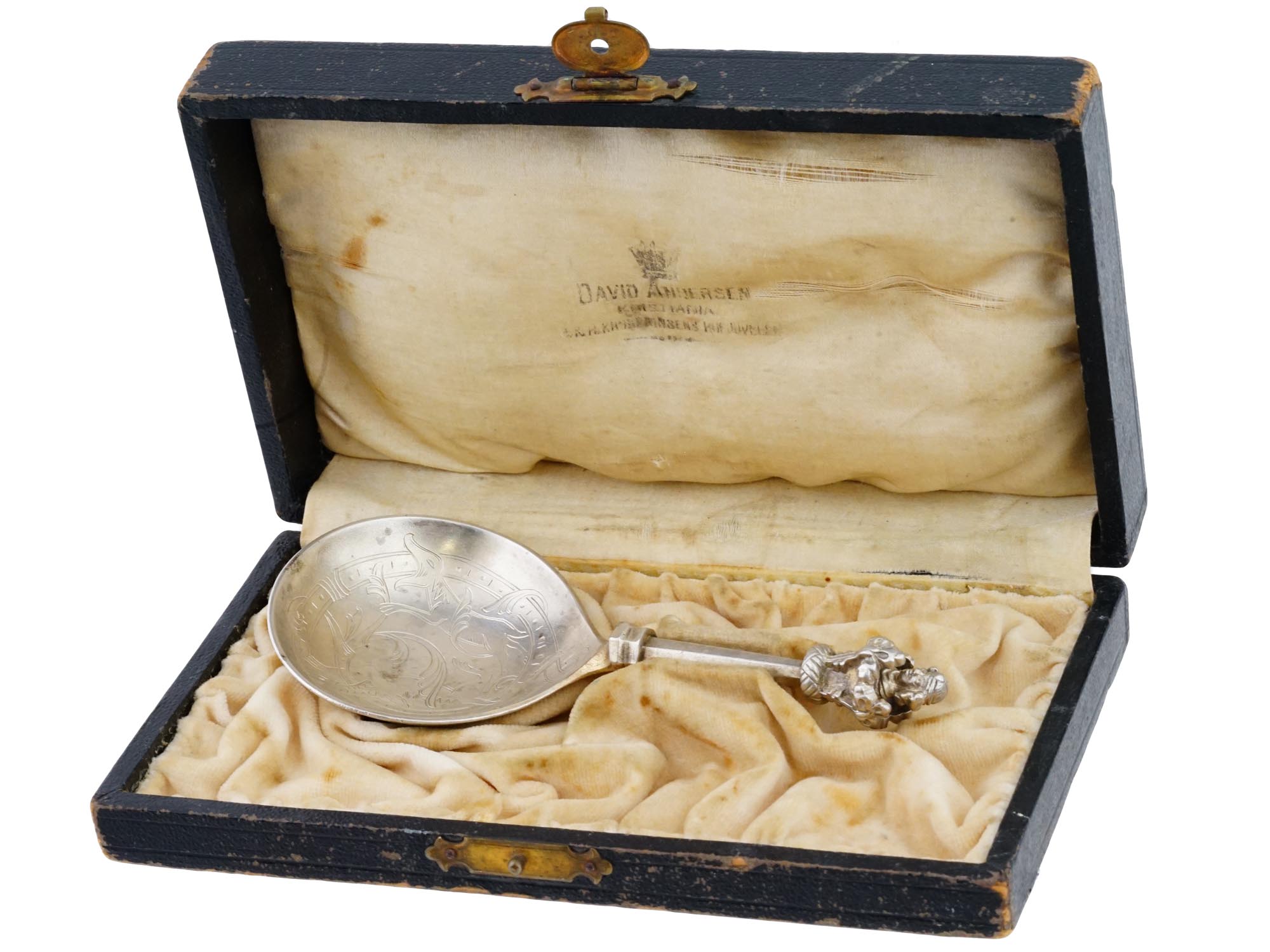 DAVID ANDERSEN NORWEGIAN SILVER BAPTISM SPOON IOB PIC-0