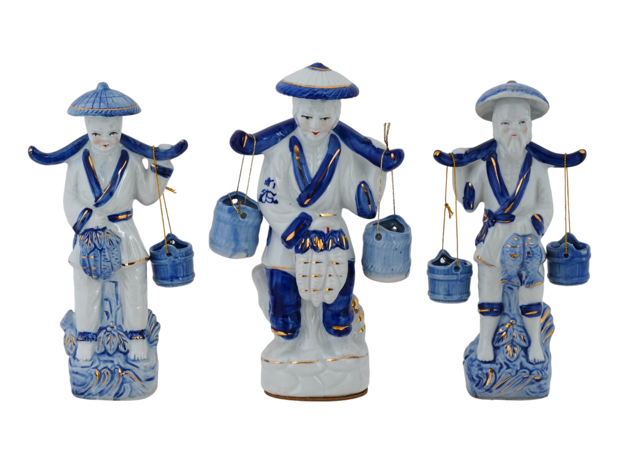 VINTAGE CHINESE BLUE AND WHITE PORCELAIN FIGURINES PIC-0