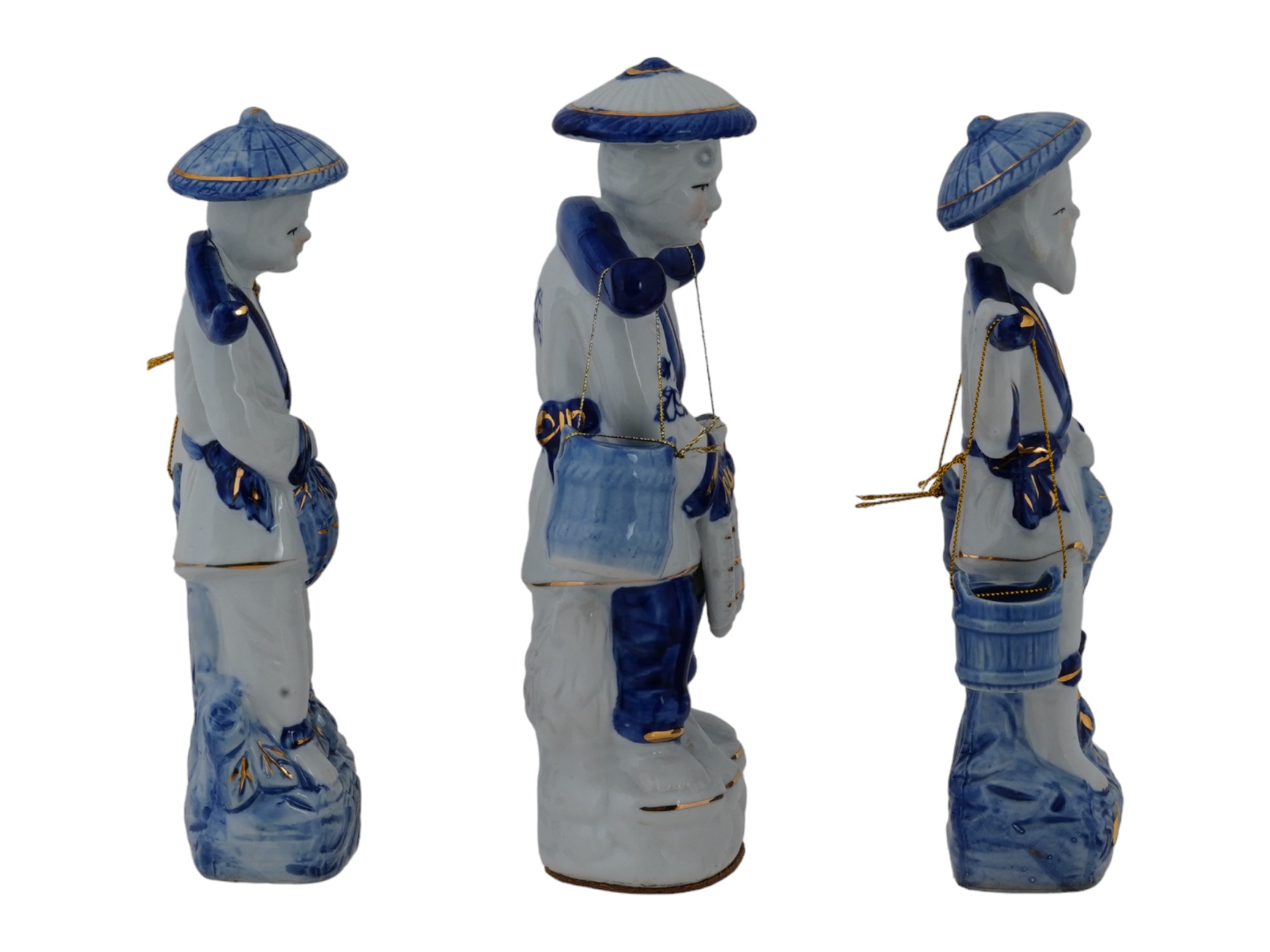 VINTAGE CHINESE BLUE AND WHITE PORCELAIN FIGURINES PIC-3