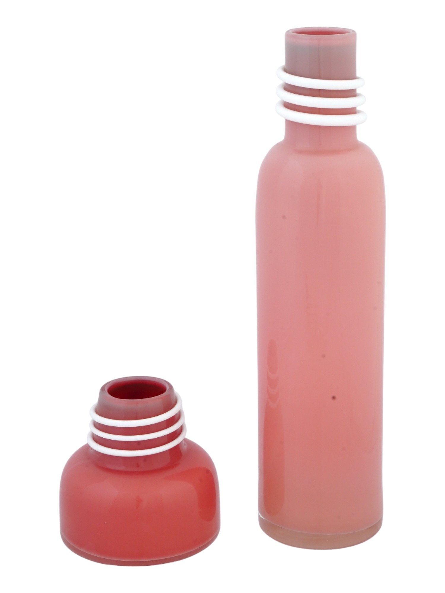 VINTAGE DESIGNER PINK GLASS BOTTLE VASES PIC-1