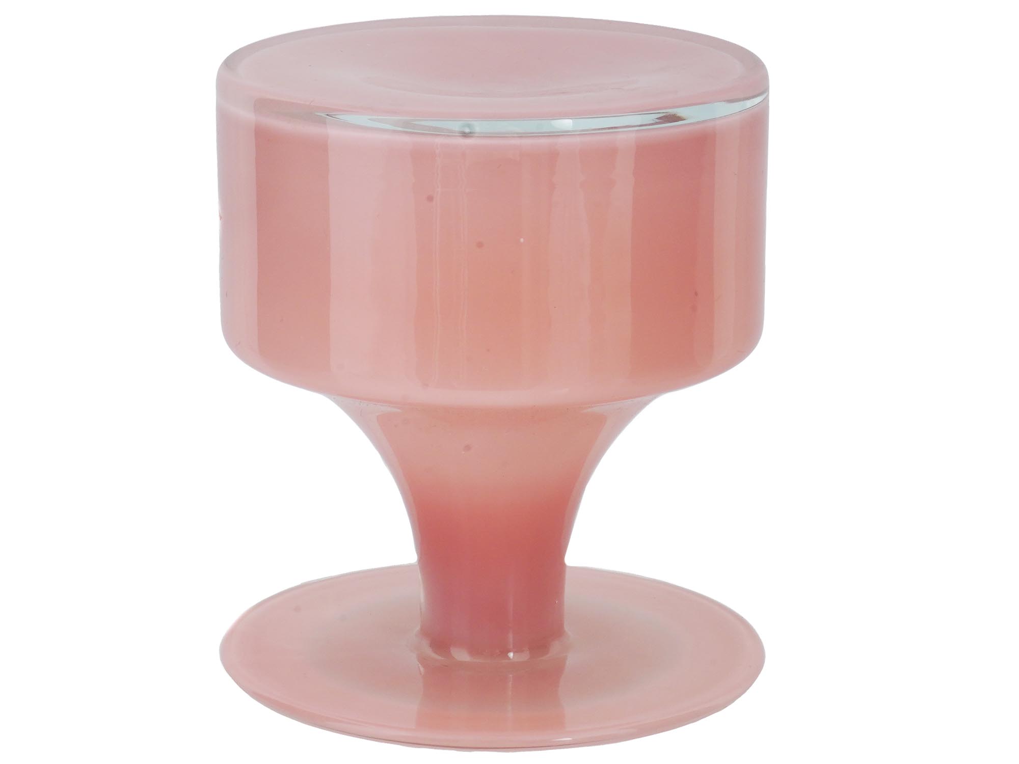 VINTAGE PINK GLASS WINE GOBLET AND CANDLE HOLDER PIC-4