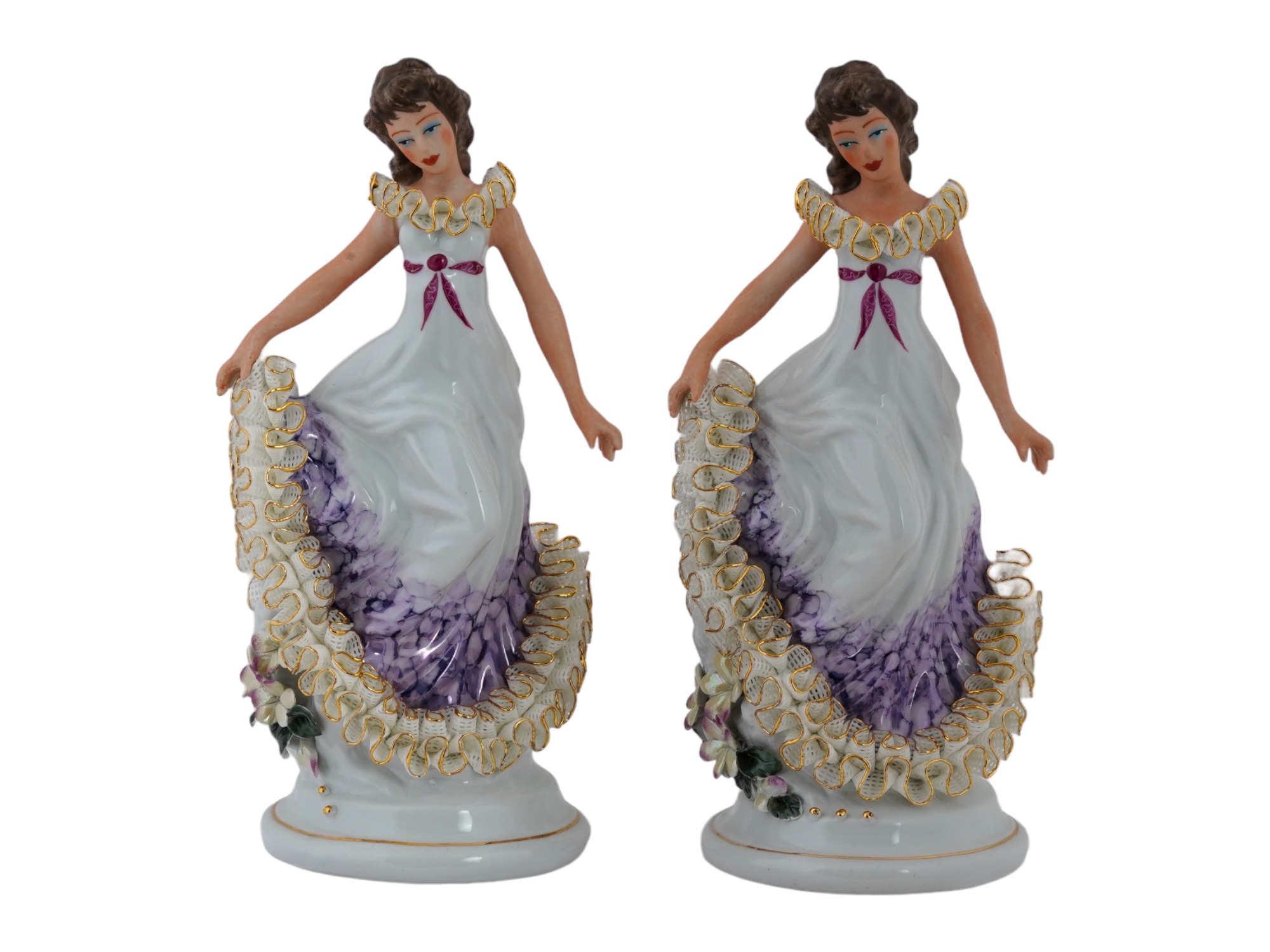 SET OF EUROPEAN LARGE FEMALE PORCELAIN FIGURINES PIC-0