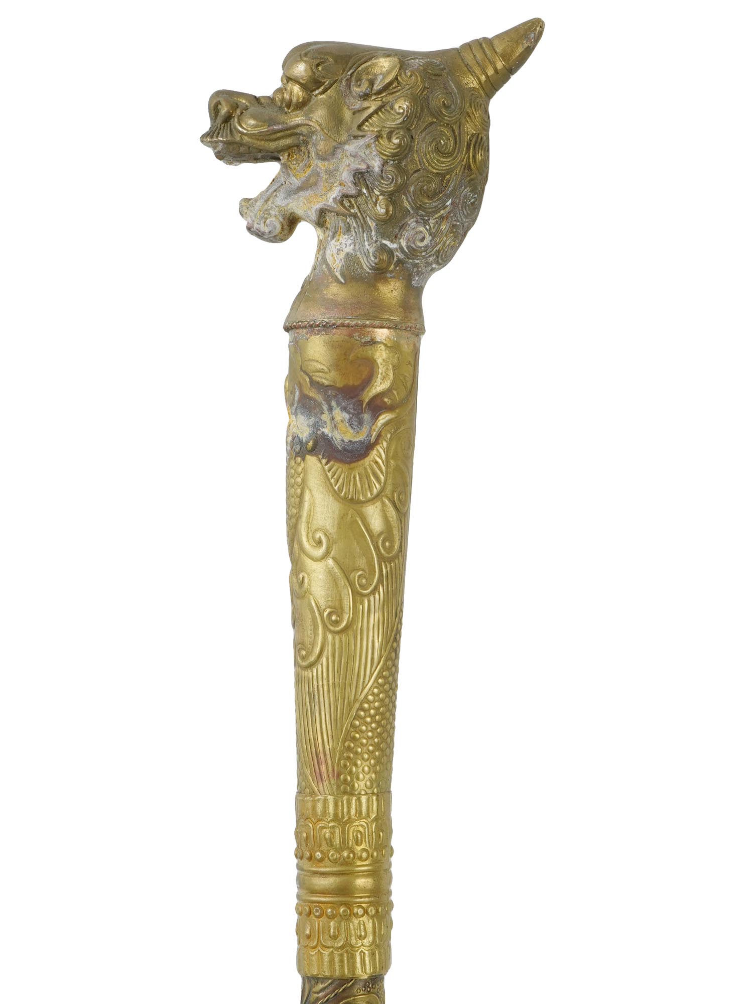 VINTAGE ORIENTAL CHINESE GUARDIAN LION SWORD CANE PIC-2