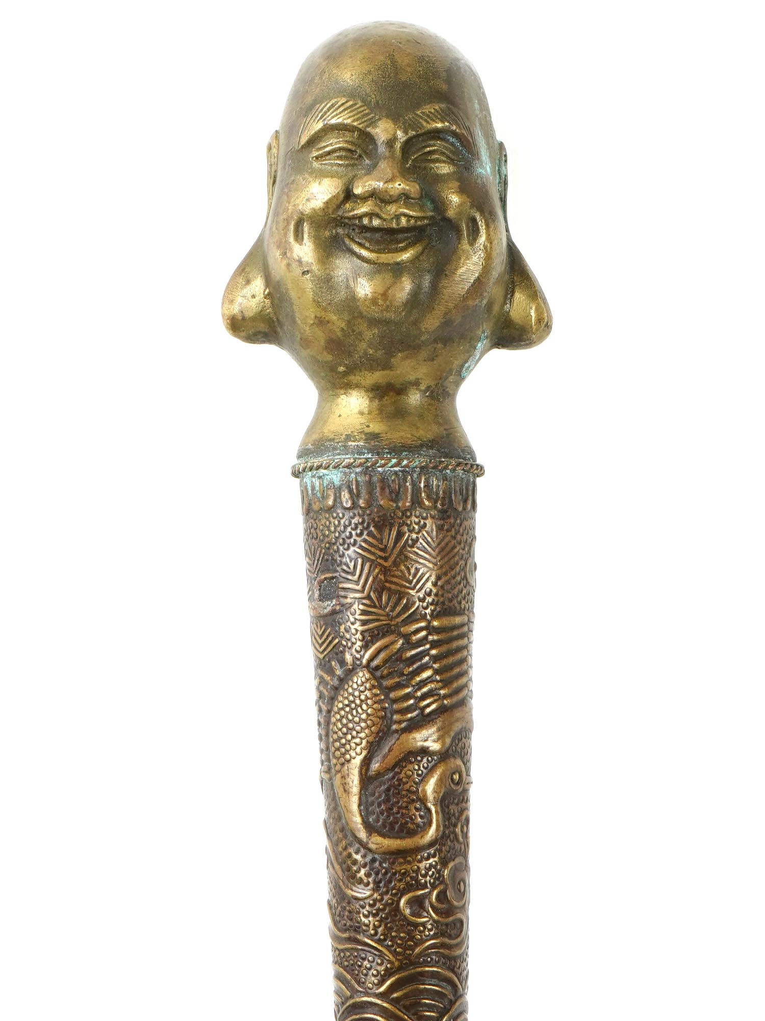 VINTAGE ORIENTAL LAUGHING BUDDHA SWORD CANE PIC-3