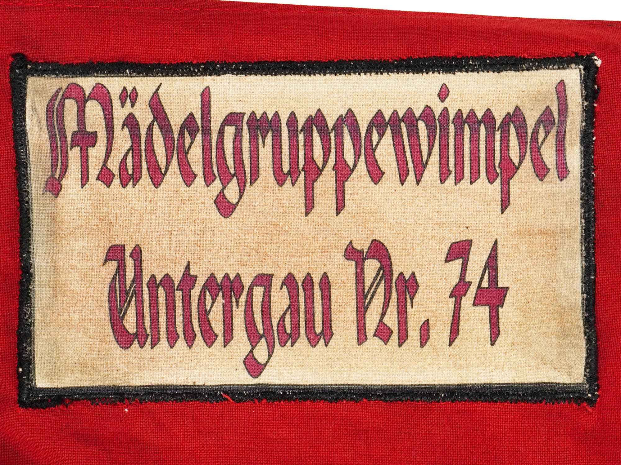 GERMAN WWII HITLER YOUTH BANNER WITH TAGS PIC-4