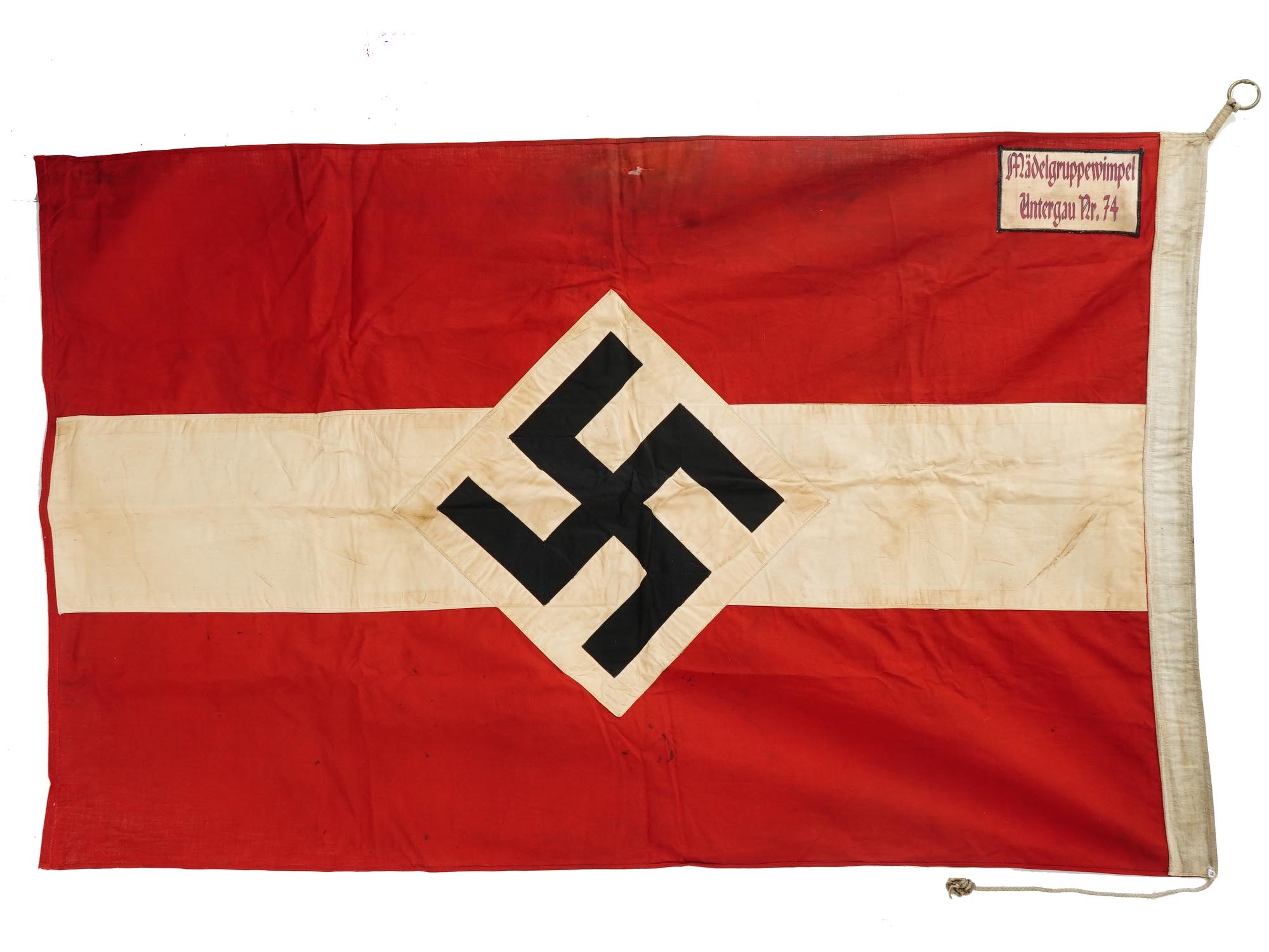 GERMAN WWII HITLER YOUTH BANNER WITH TAGS PIC-1