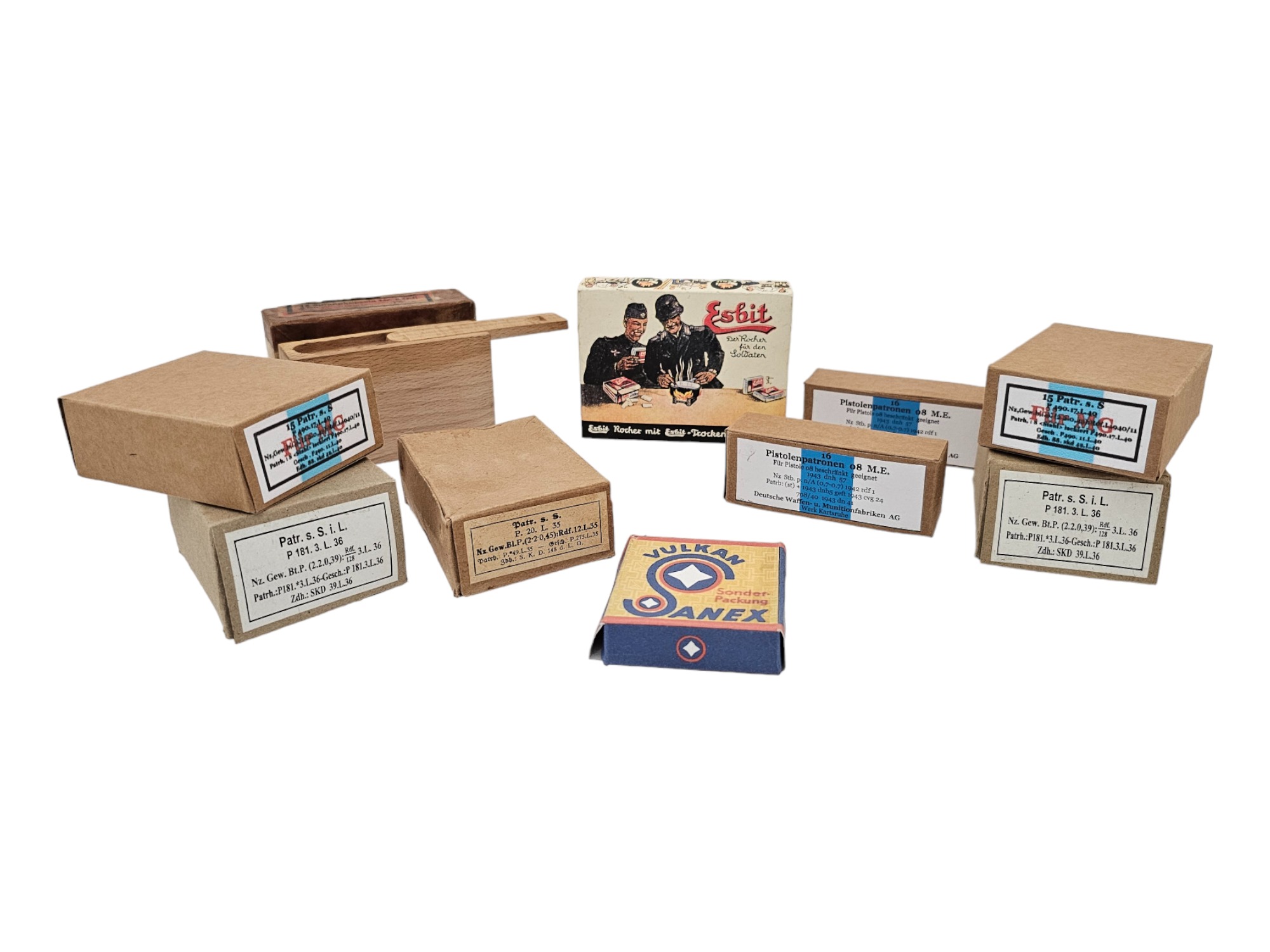 UNUSUAL GROUP OF 10 SMALL WWII NAZI GERMAN BOXES PIC-0