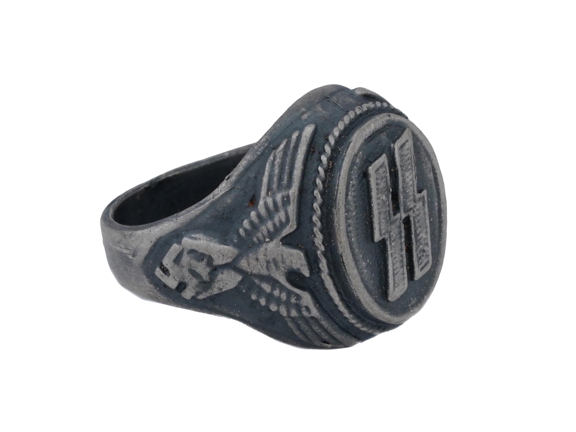 GERMAN WWII WAFFEN SS SILVER RING PIC-2