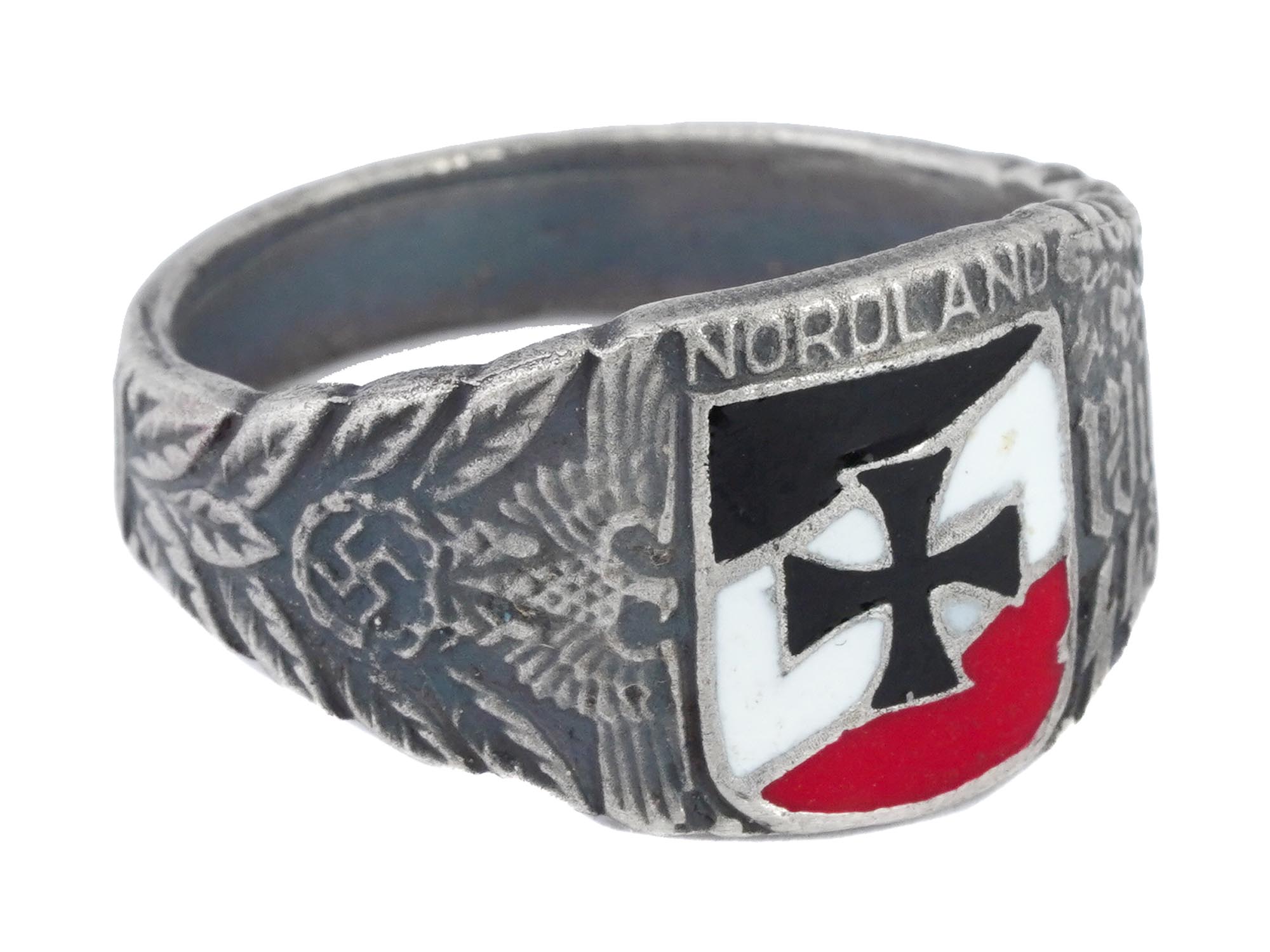 GERMAN WWII WAFFEN SS DIVISION NORDLAND SILVER RING PIC-1