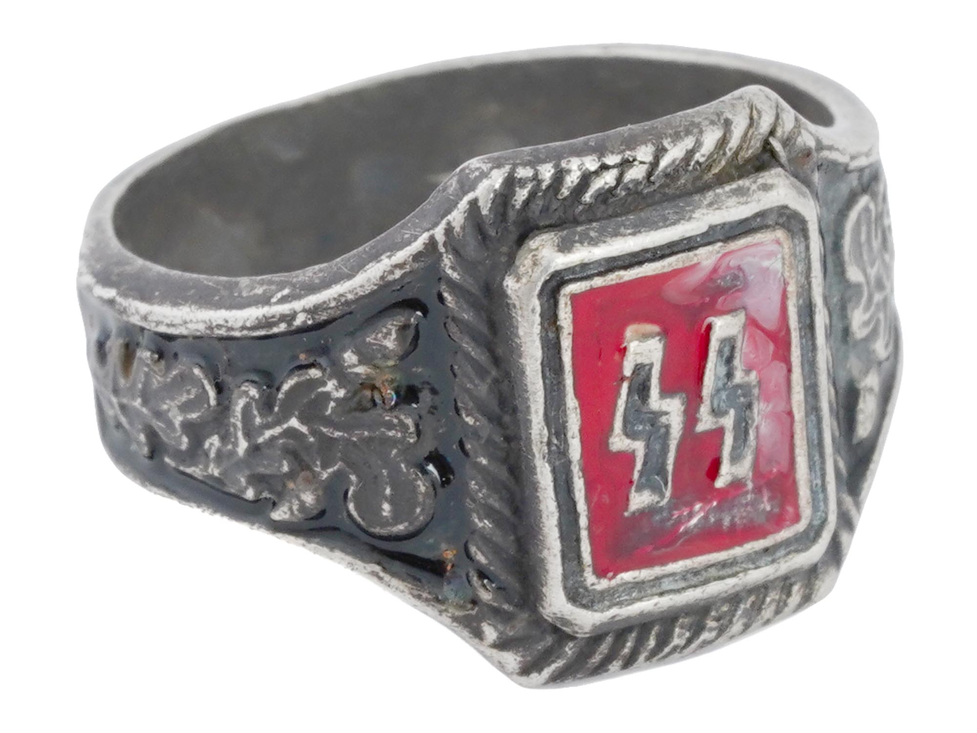 GERMAN WWII WAFFEN SS SILVER RING PIC-1