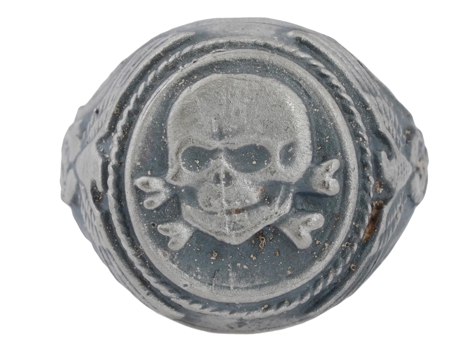 GERMAN WWII WAFFEN SS DIVISION TOTENKOPF SILVER RING PIC-1