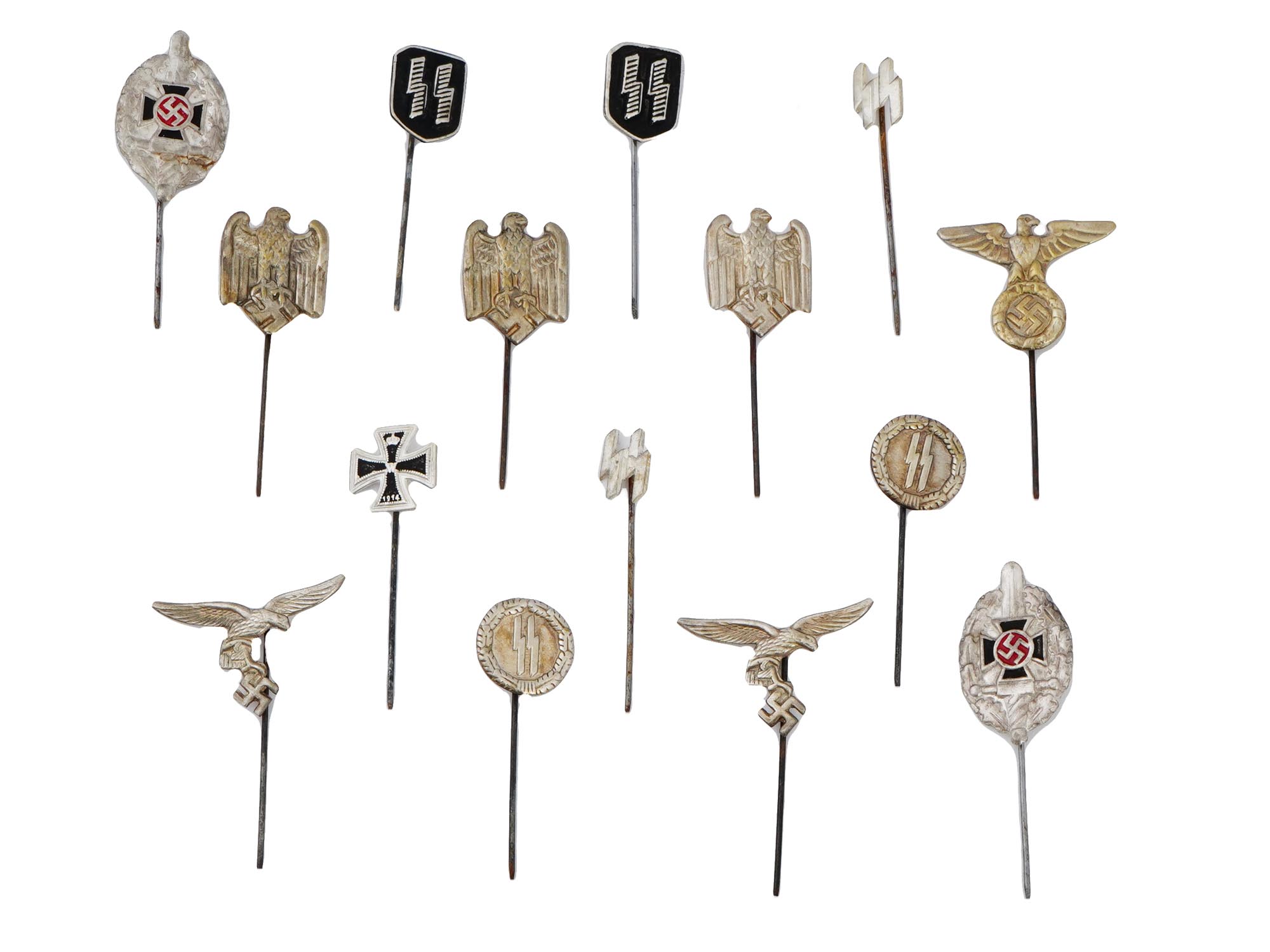 GROUP OF 15 GERMAN WWII STICK PINS PIC-0