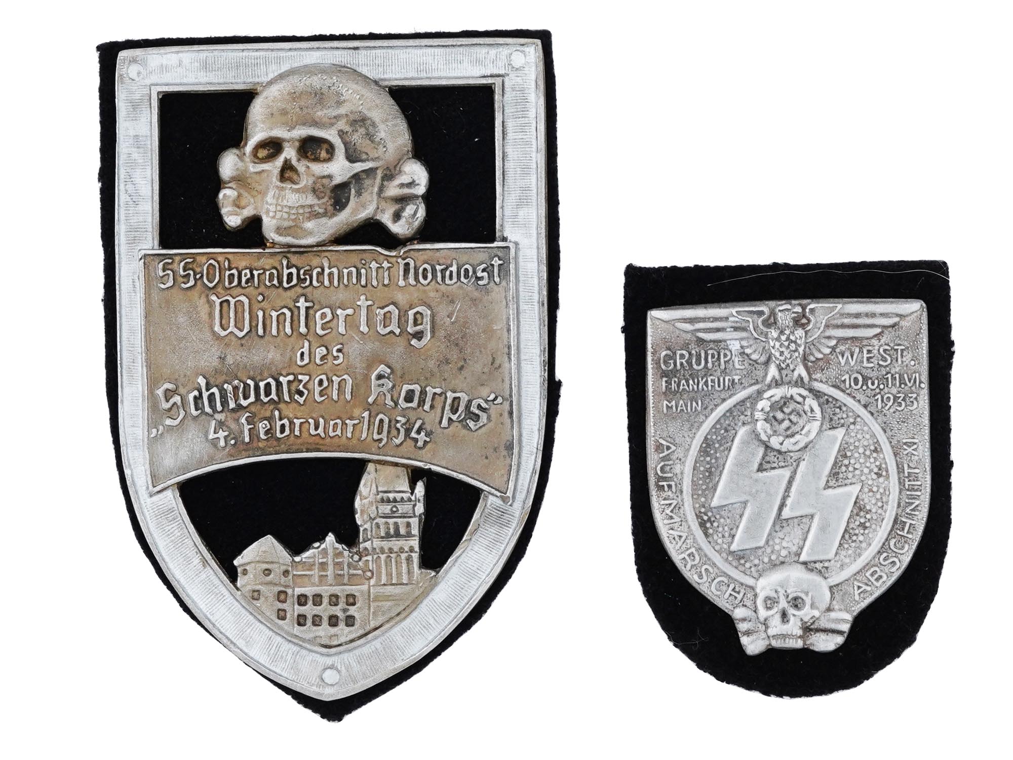 GROUP OF TWO GERMAN SS THIRD REICH PERIOD SHIELDS PIC-0