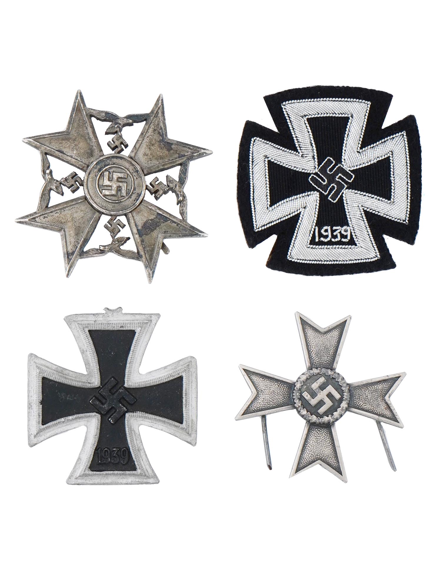 GROUP OF FOUR GERMAN IRON CROSSES FROM WWII PIC-0