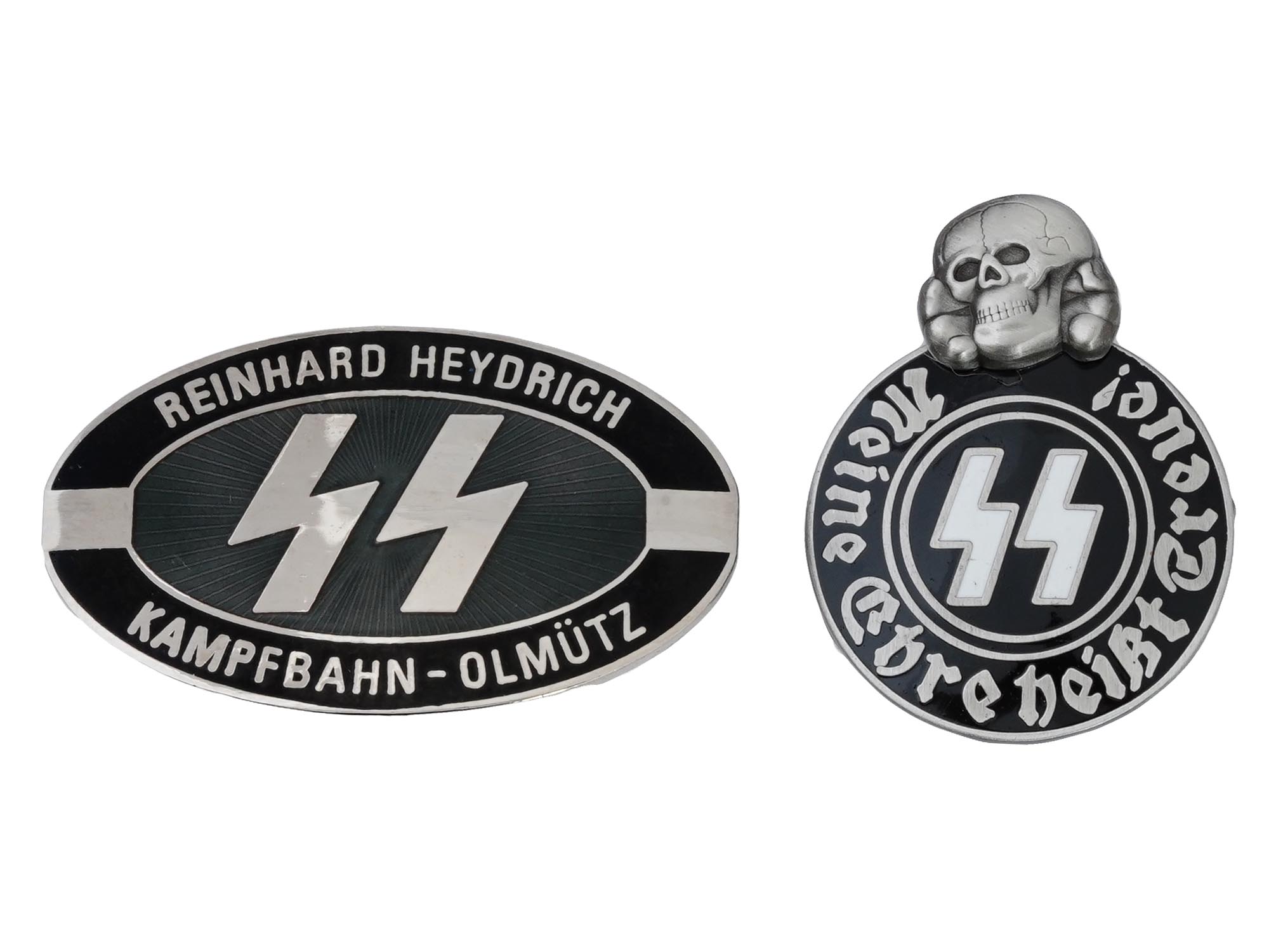 GROUP OF 2 WWII NAZI GERMAN WAFFEN SS HEYDRICH BADGES PIC-0