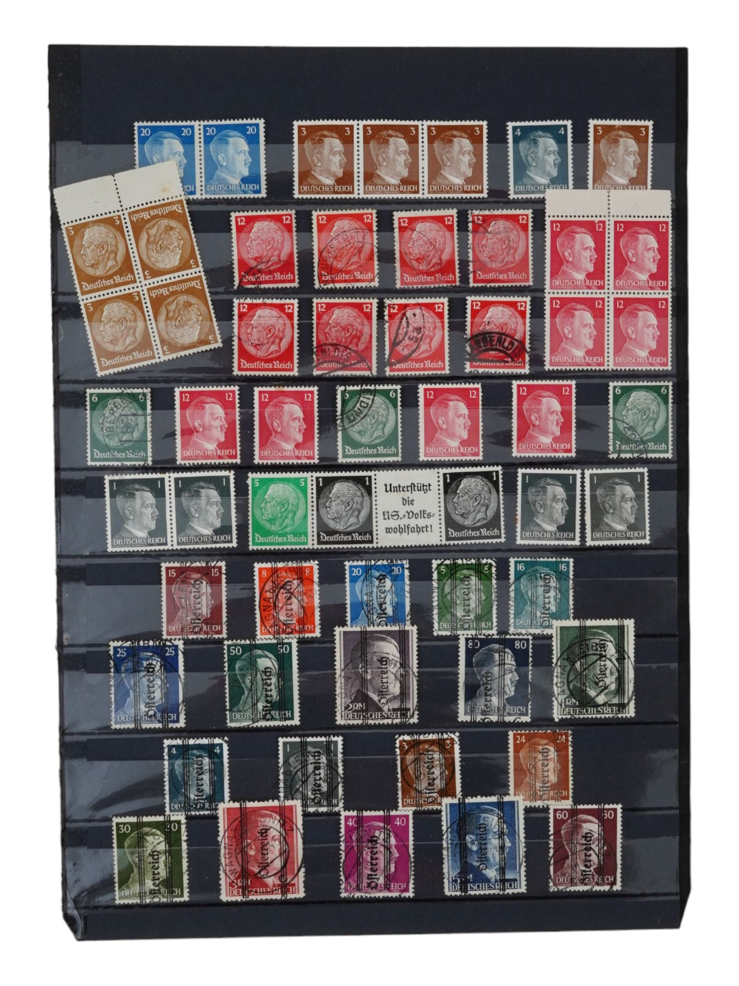 COLLECTION OF GERMAN 3RD REICH PERIOD STAMPS IN CARDS PIC-4