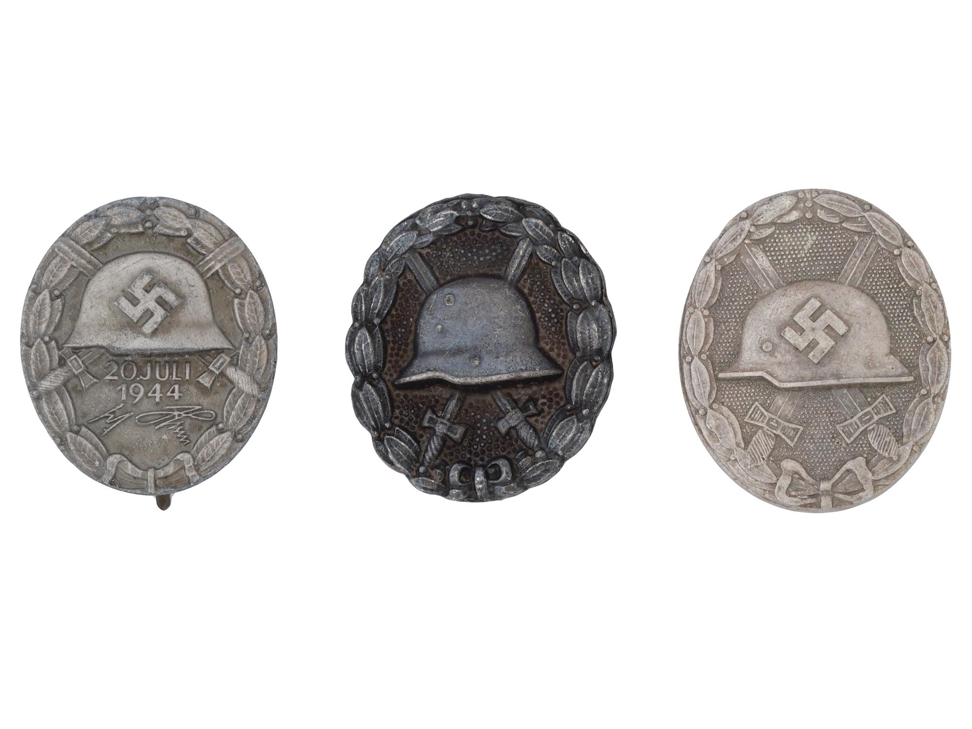 GROUP OF 3 GERMAN WOUND BADGES WWI AND WWII PIC-0