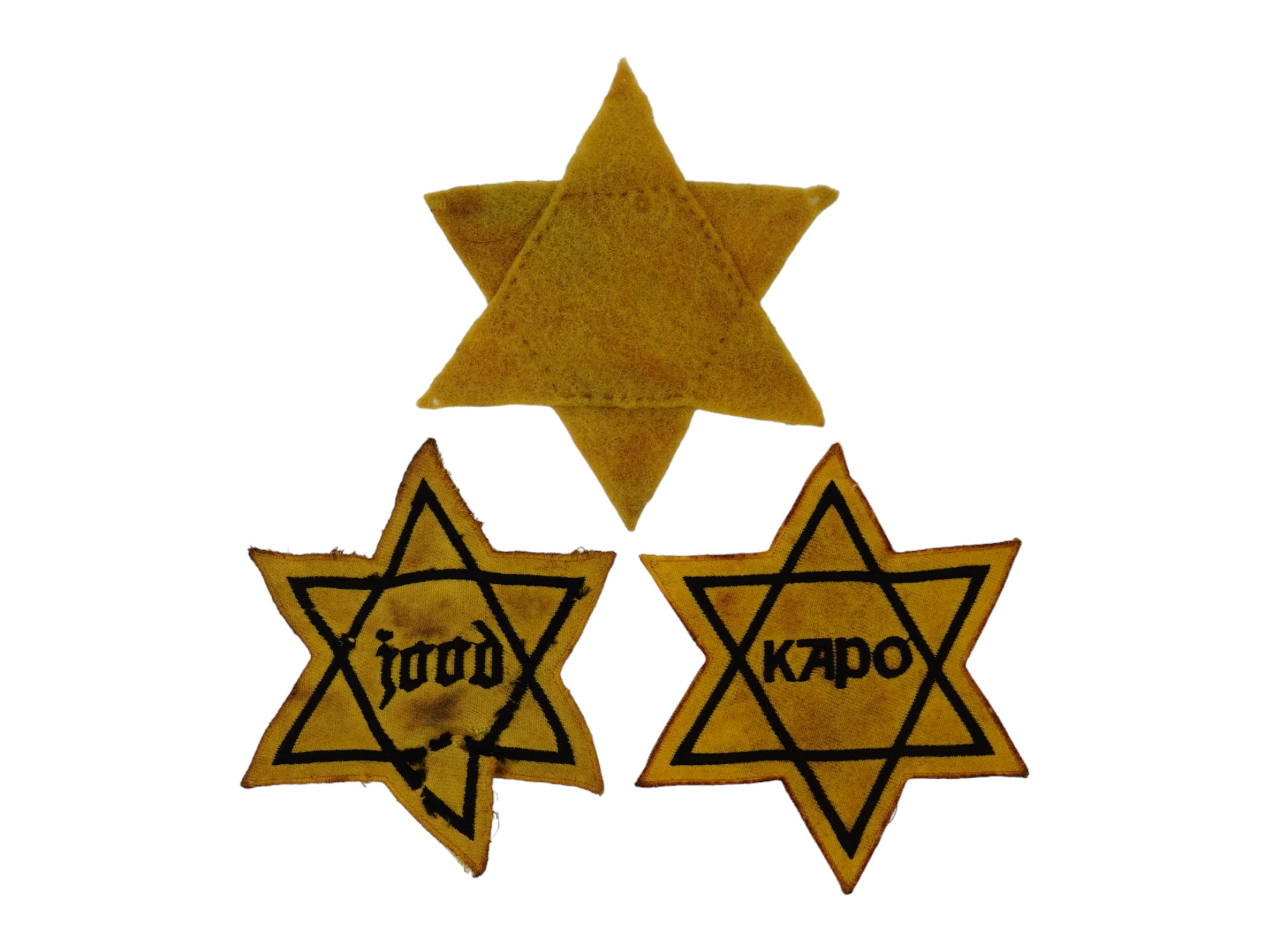 GROUP OF 3 HOLOCAUST PERIOD STARS OF DAVID ARMBANDS PIC-0