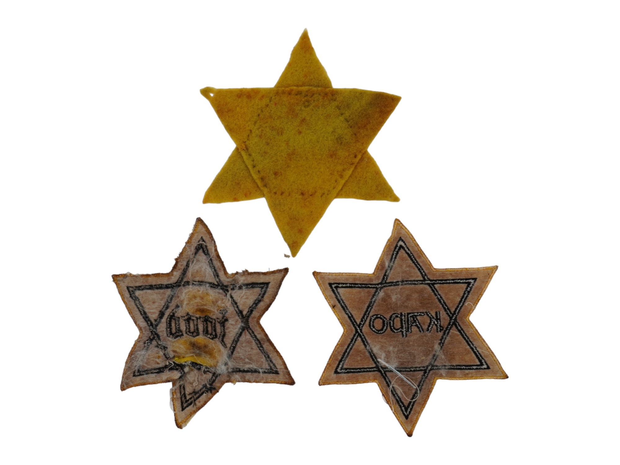 GROUP OF 3 HOLOCAUST PERIOD STARS OF DAVID ARMBANDS PIC-1