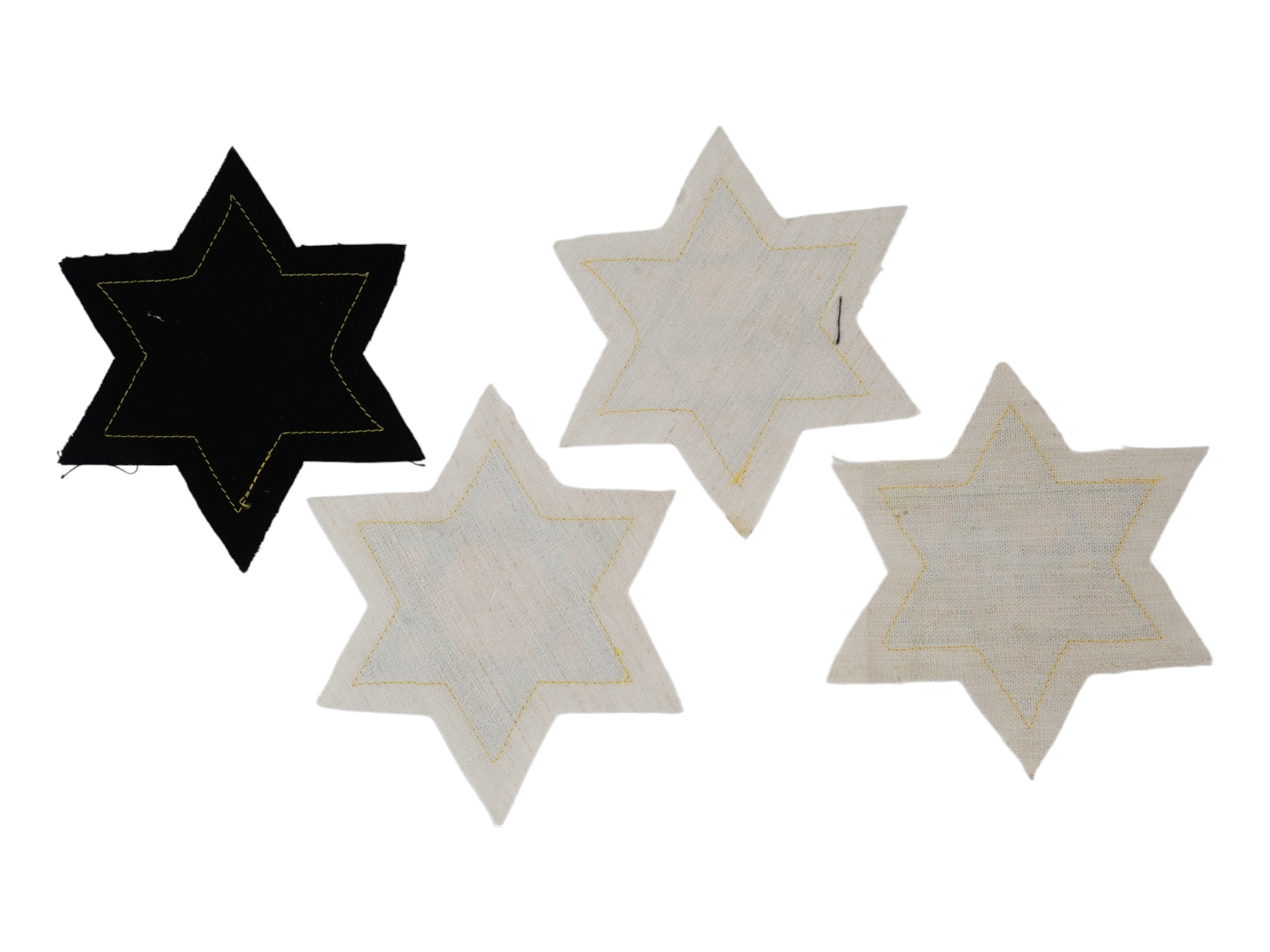 GROUP OF 4 HOLOCAUST PERIOD STARS OF DAVID ARMBANDS PIC-1