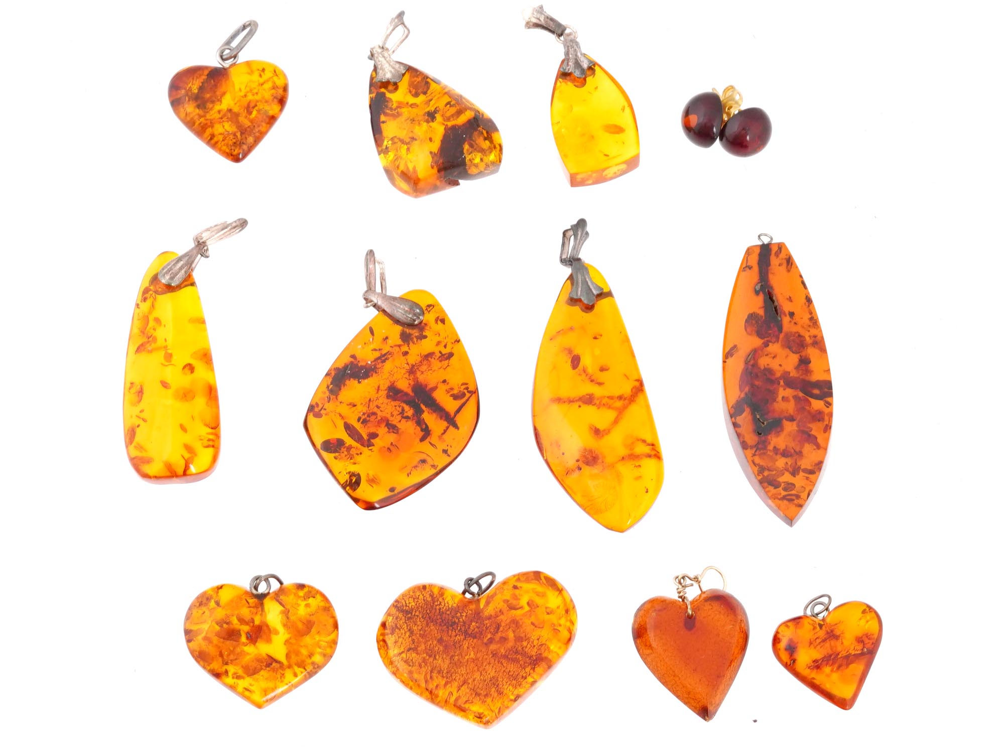 LOT OF 12 RUSSIAN BALTIC AMBER PENDANTS EARRINGS PIC-0