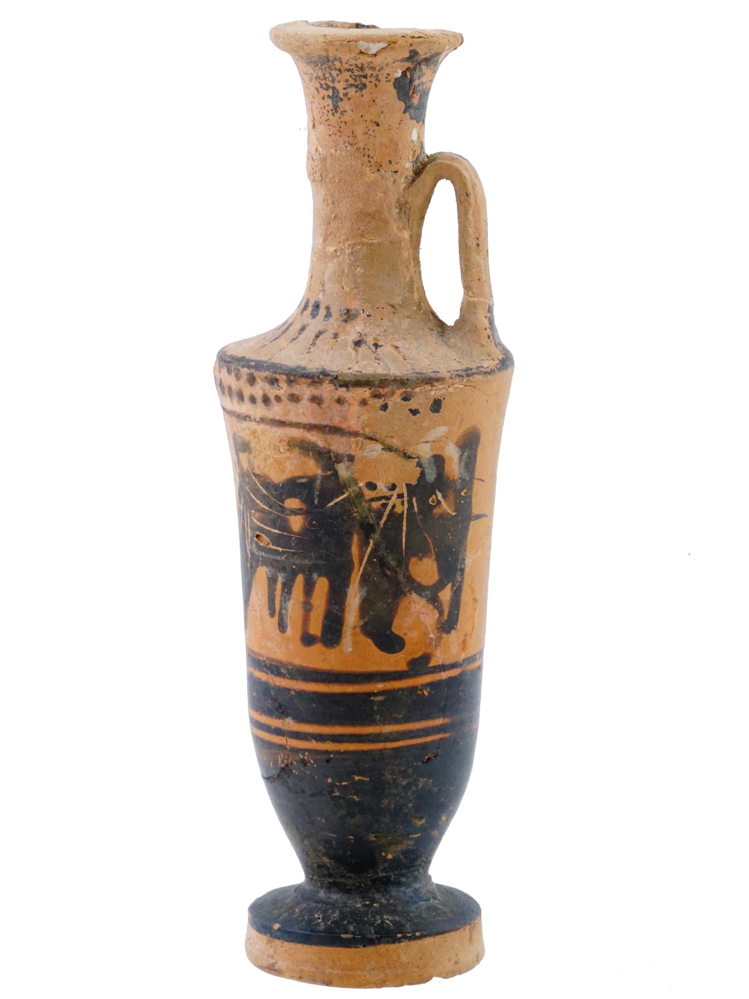 ANCIENT GREEK ATTIC BLACK FIGURE LEKYTHOS OIL VASE PIC-0