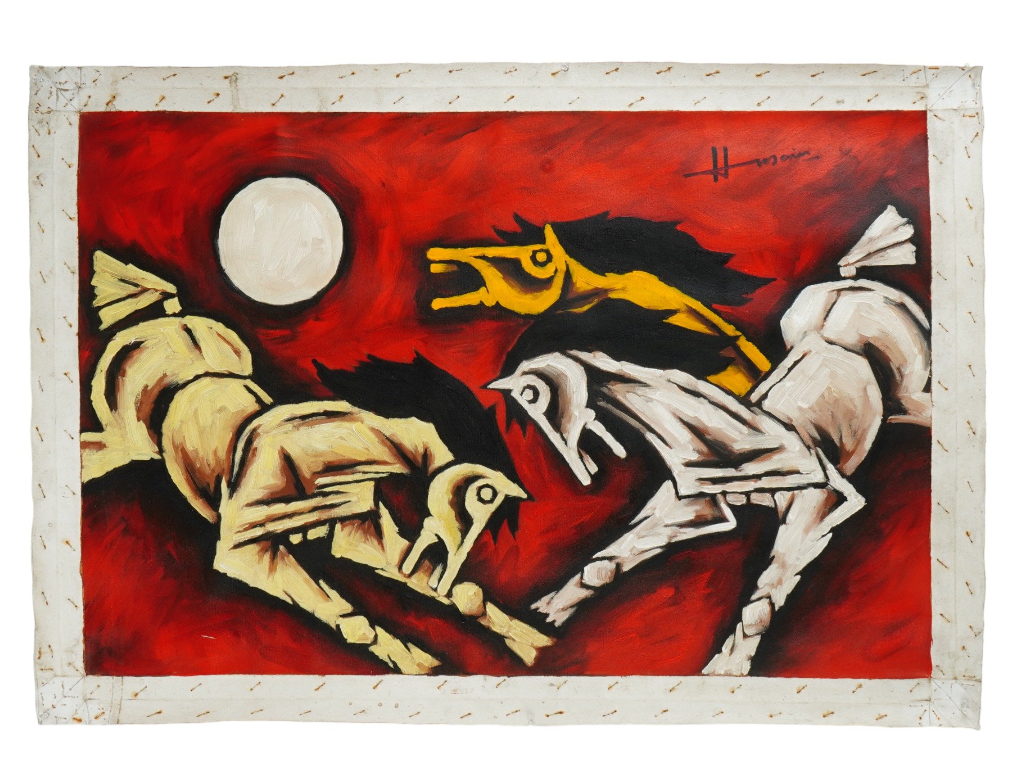 1998 INDIAN ACRYLIC PAINTING BY MAQBOOL FIDA HUSAIN PIC-0