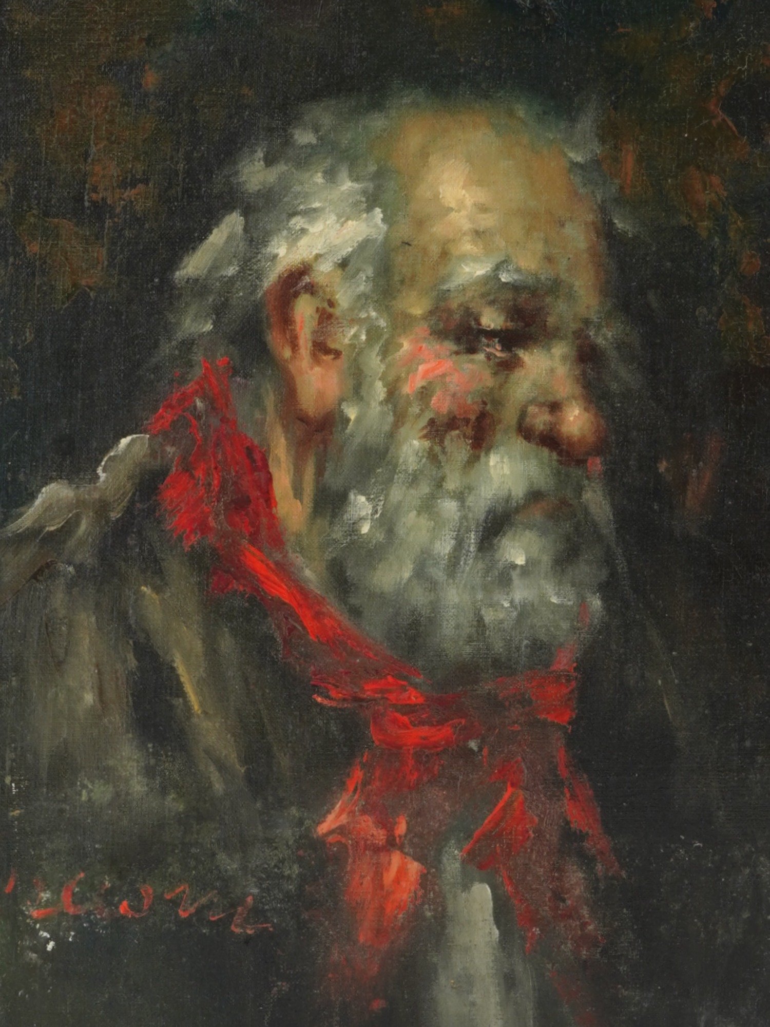 ALBERTO CECCONI ITALIAN OIL PAINTING OF AN OLD MAN PIC-1