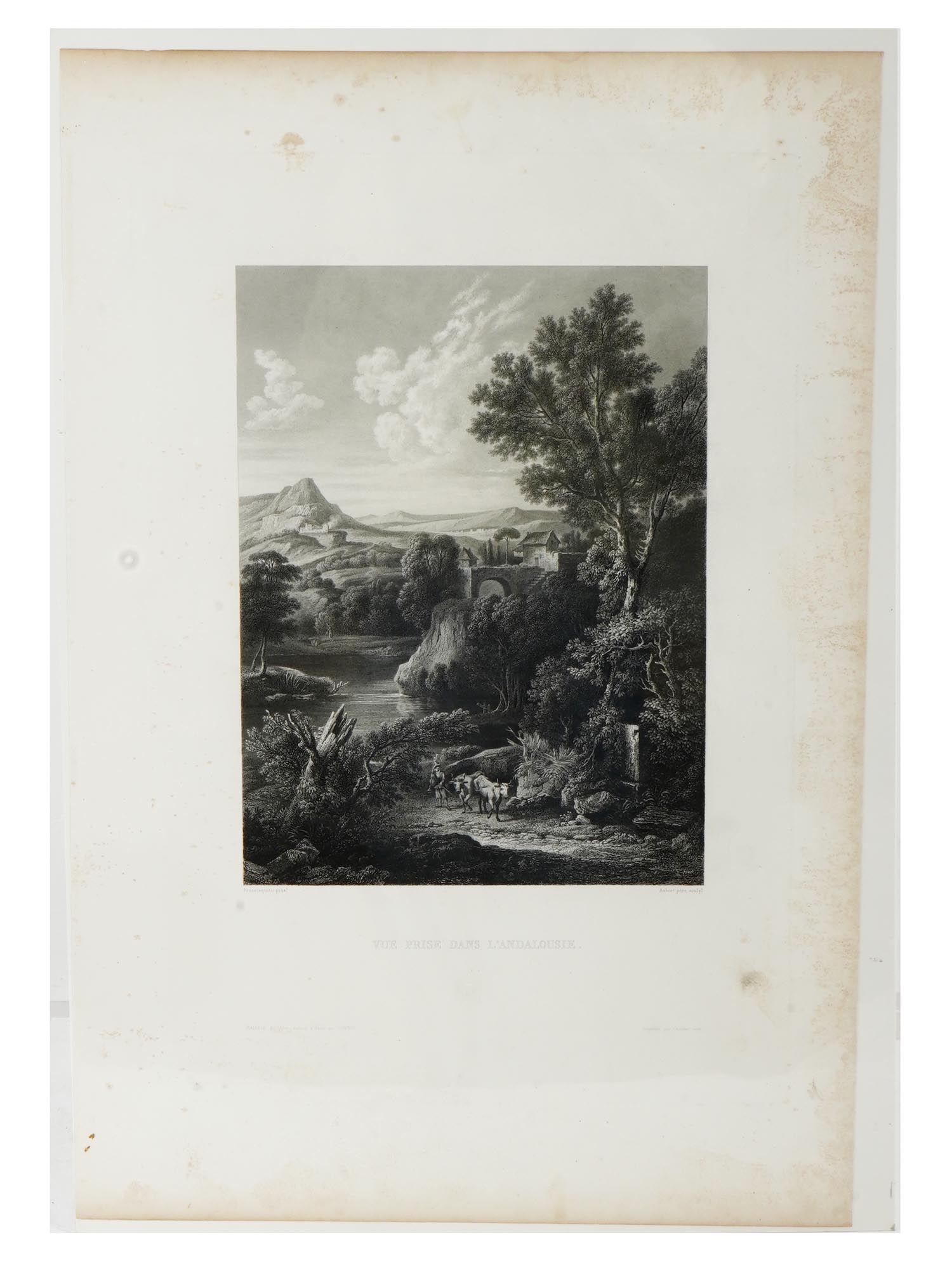 ANTIQUE FRENCH LANDSCAPE ETCHING AFTER FRANCISQUITO PIC-0
