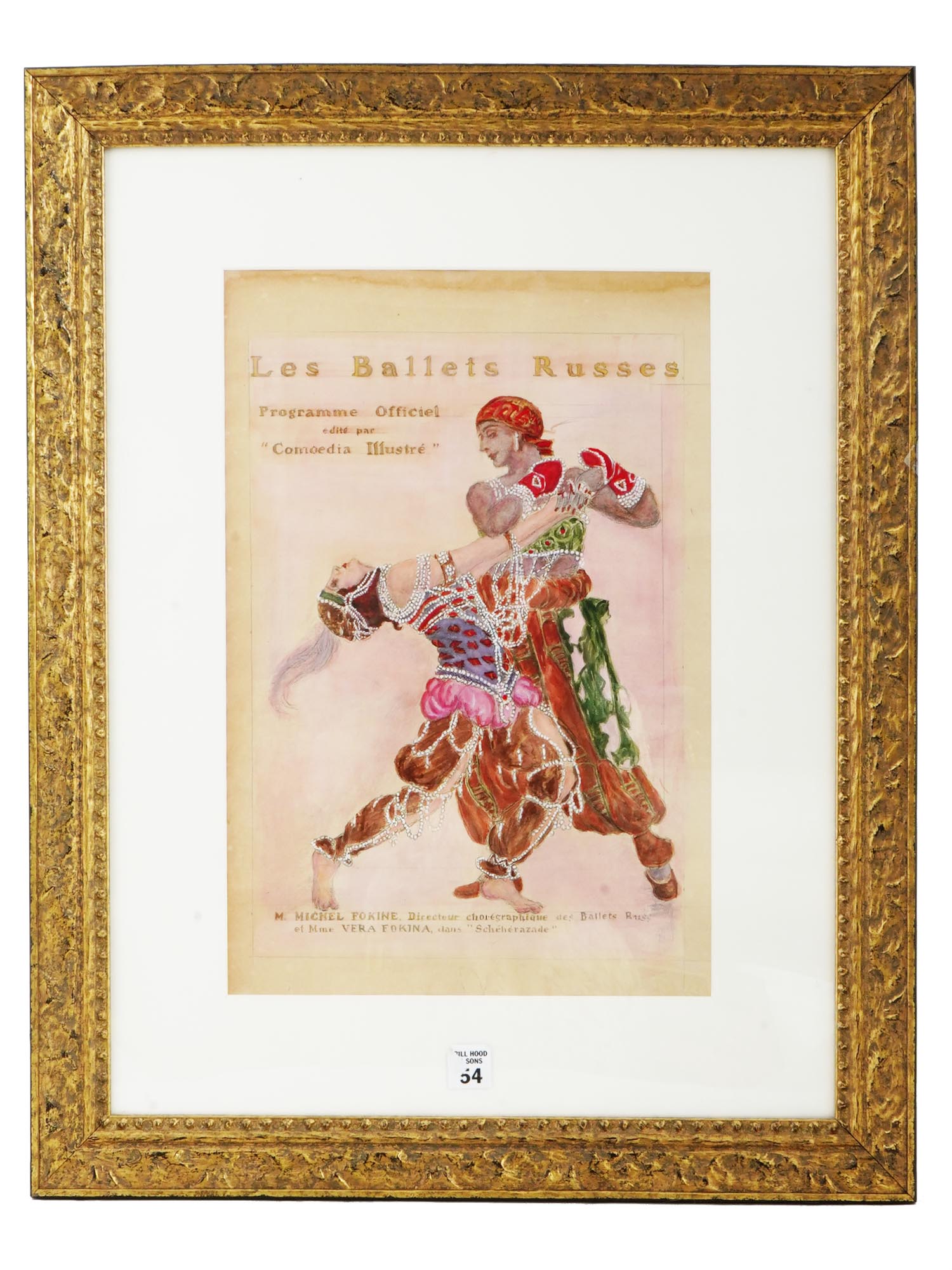 RUSSIAN BALLET WATERCOLOR PAINTING BY LEON BAKST PIC-0