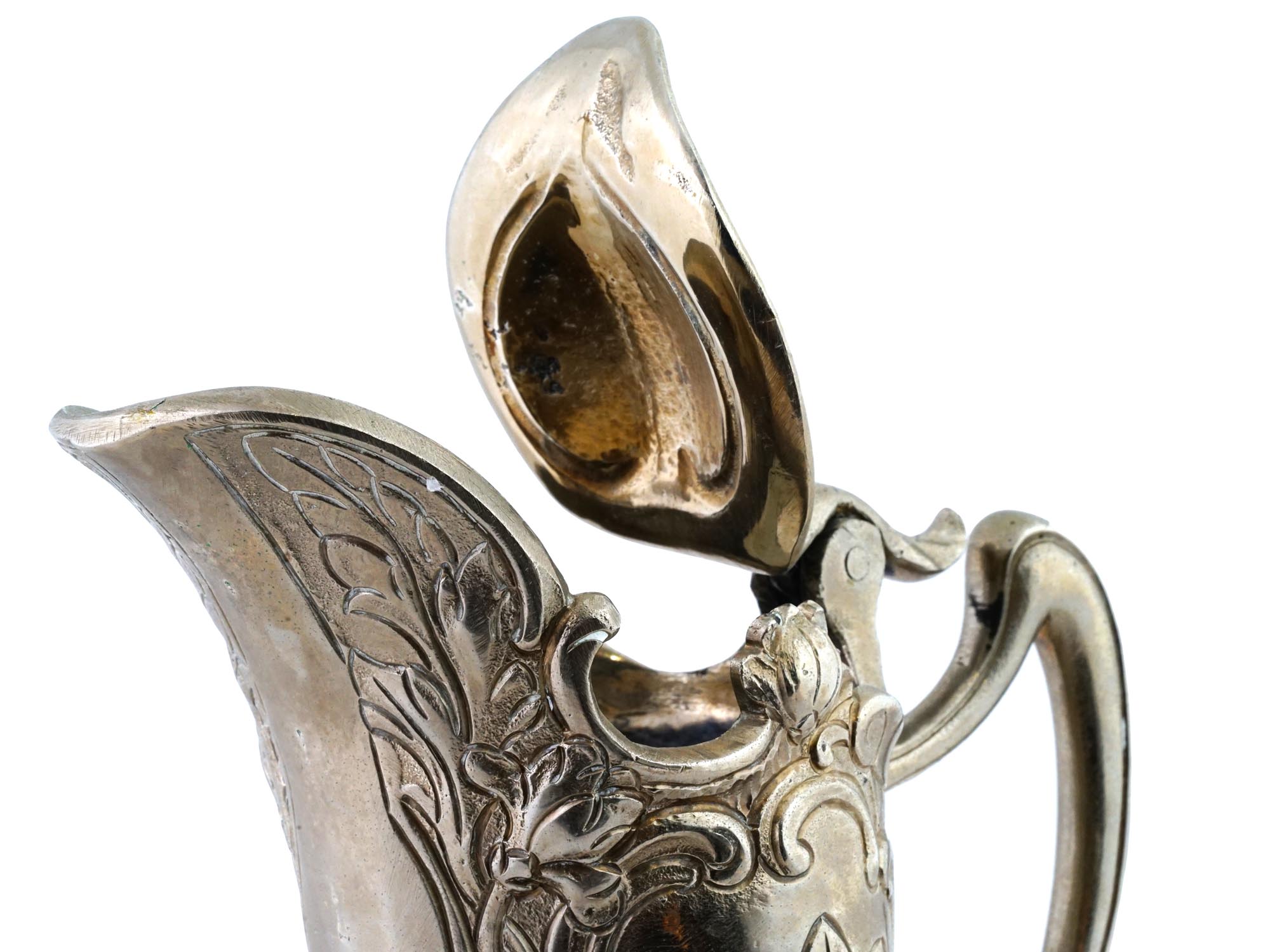 ART NOUVEAU WMF FROSTED GLASS AND SILVERED BRASS JUG PIC-6