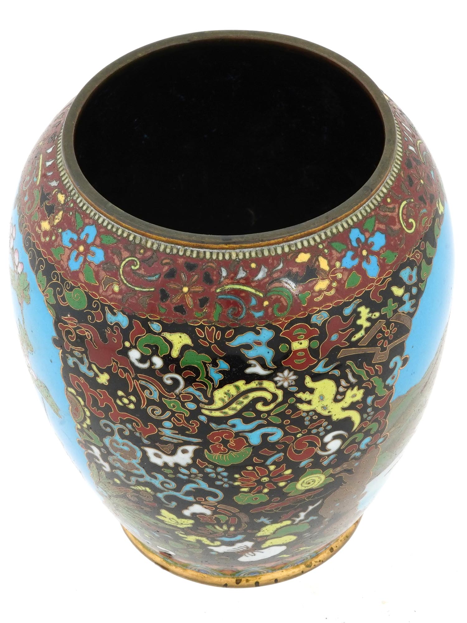 ANTIQUE JAPANESE MEIJI GOLD WIRE CLOISONNE VASE PIC-4