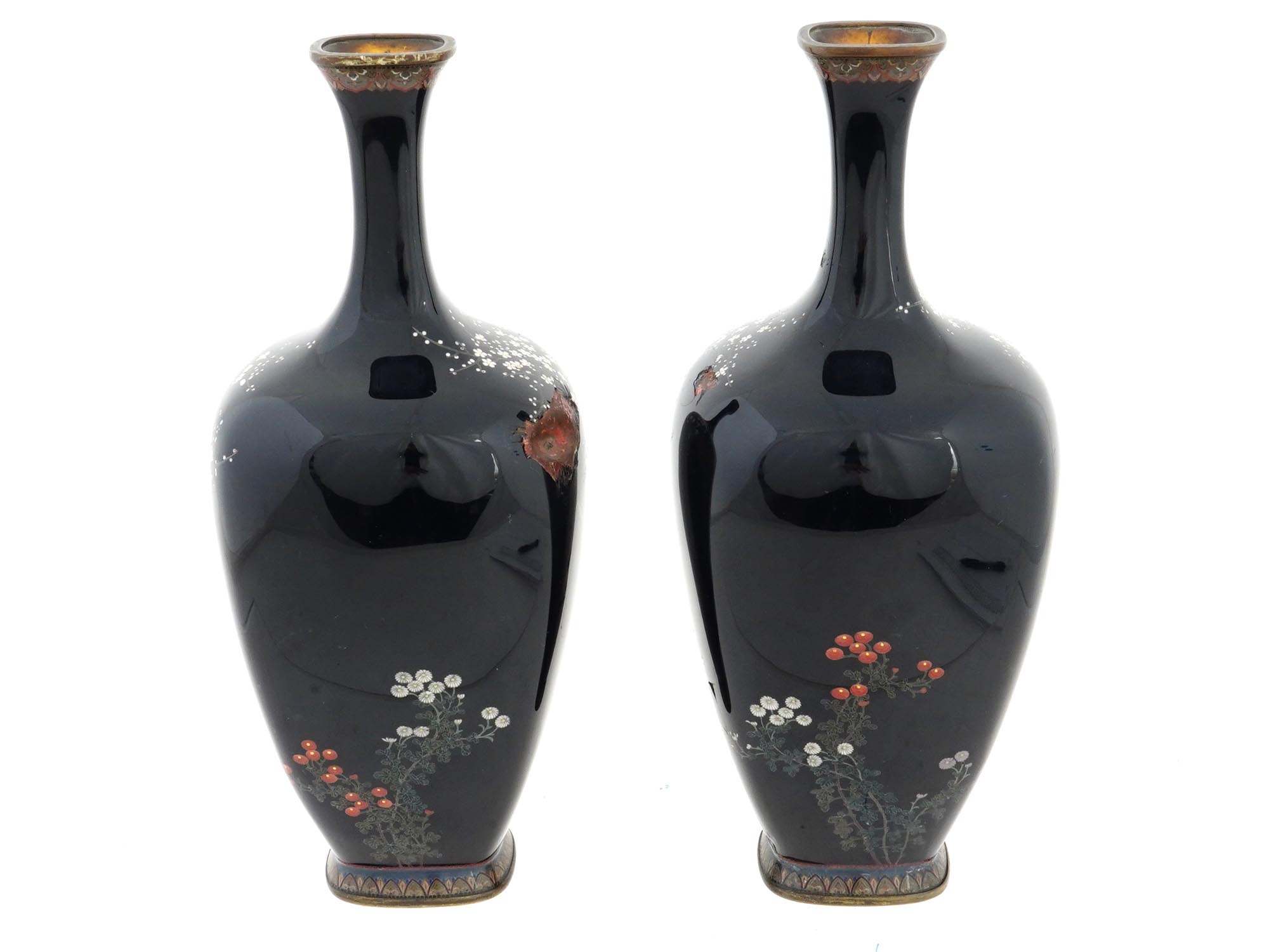 ATTR TO HAYASHI KODENJI JAPANESE MEIJI CLOISONNE VASES PIC-2