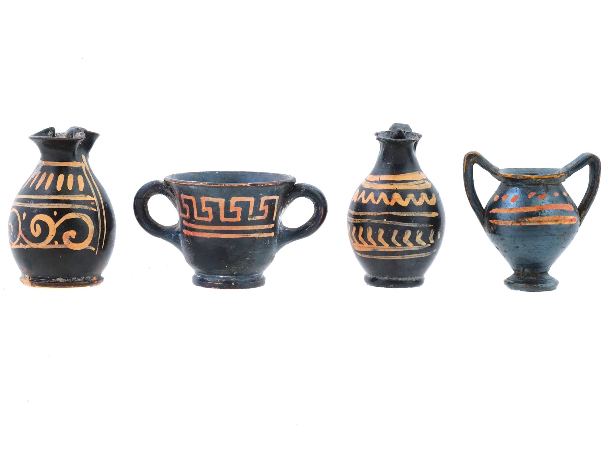 ANCIENT GREEK TERRACOTTA TOY DRINKING VESSELS SET PIC-0