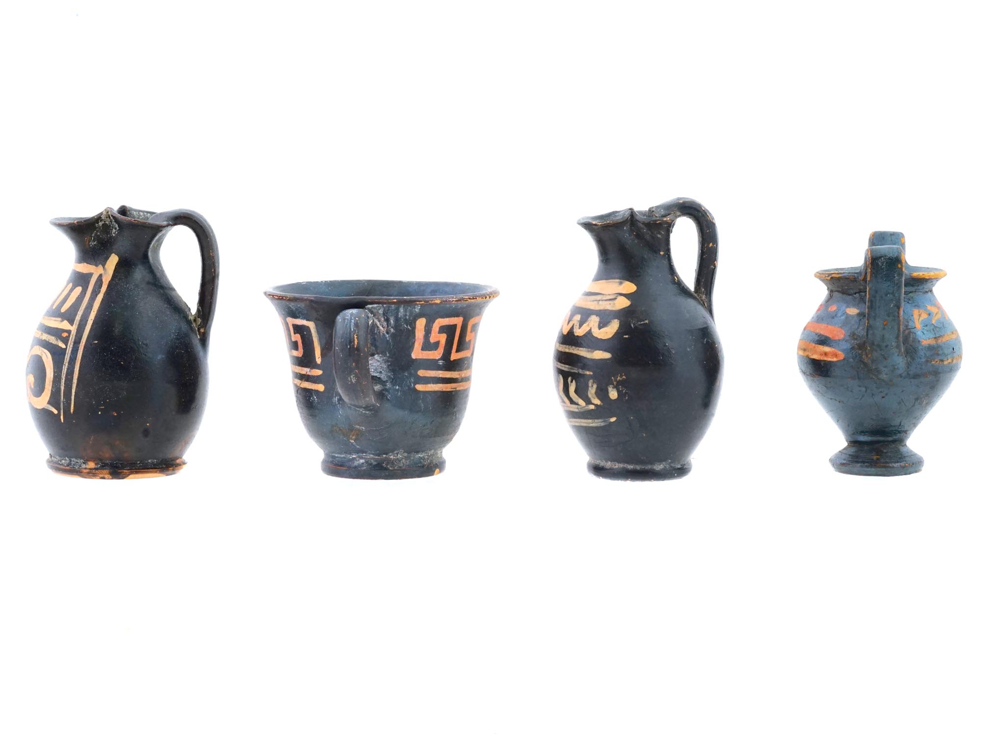 ANCIENT GREEK TERRACOTTA TOY DRINKING VESSELS SET PIC-1