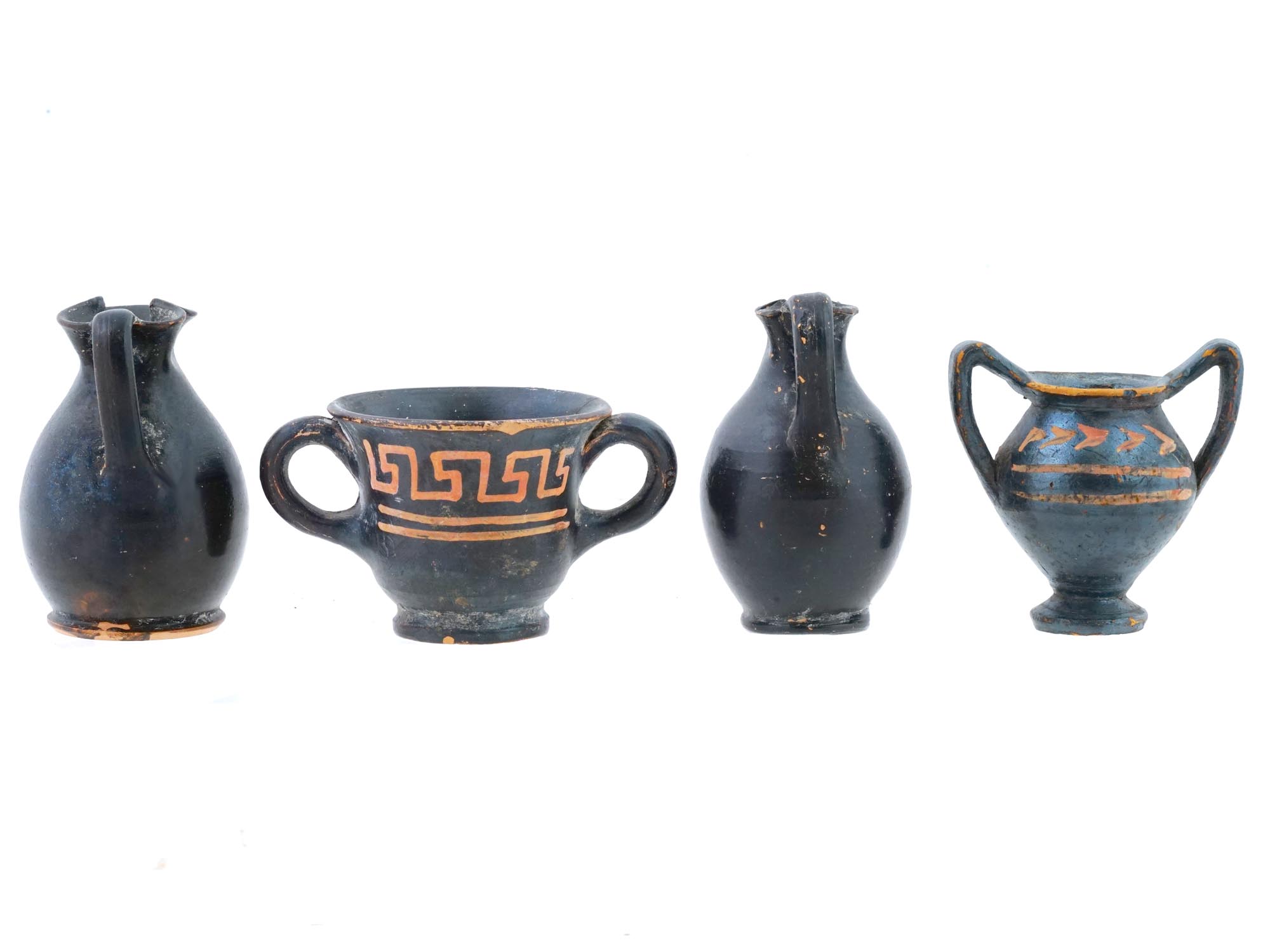 ANCIENT GREEK TERRACOTTA TOY DRINKING VESSELS SET PIC-2