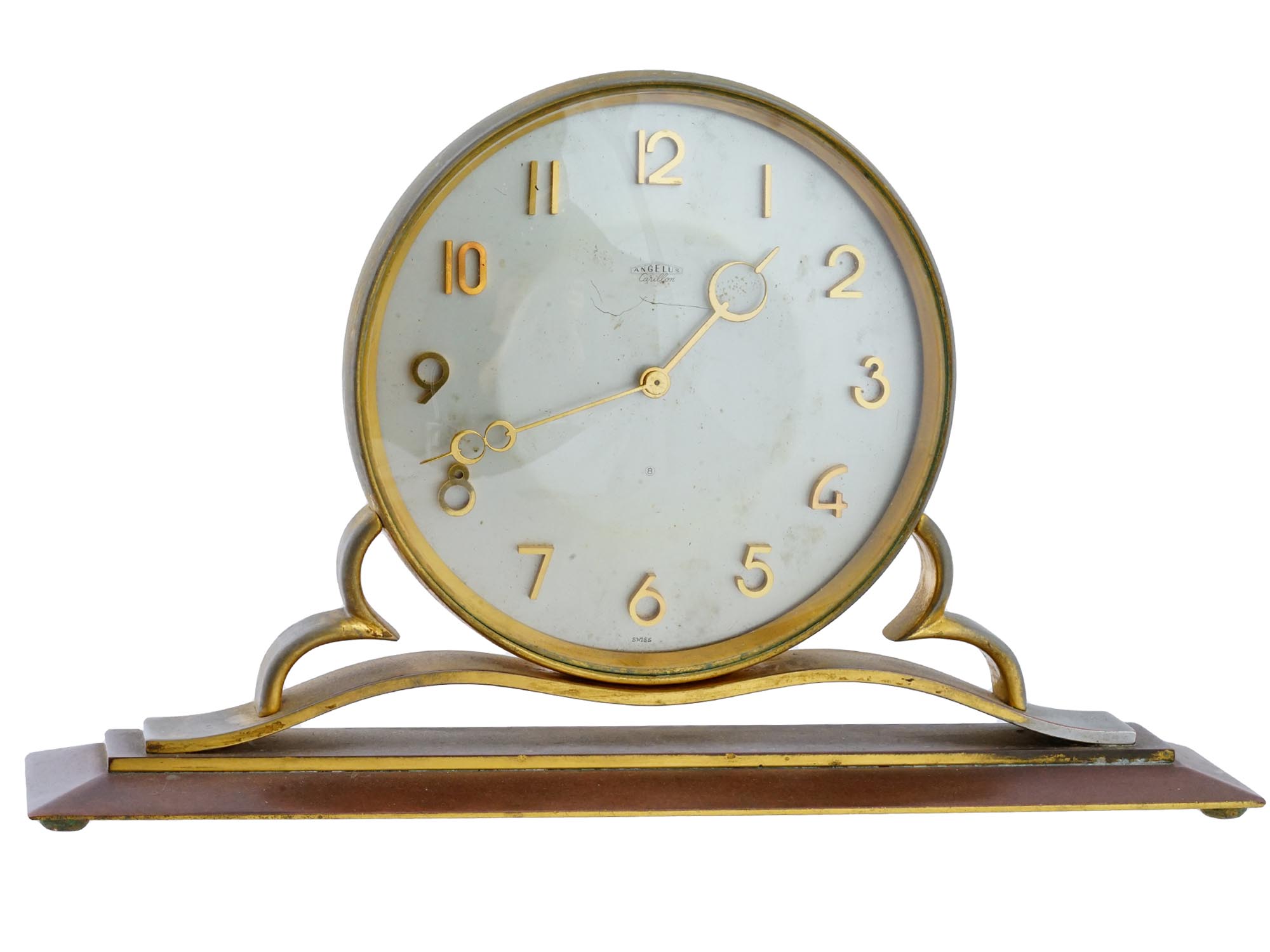 SWISS ART DECO TABLE CLOCK BY ANGELUS CARILLON PIC-0