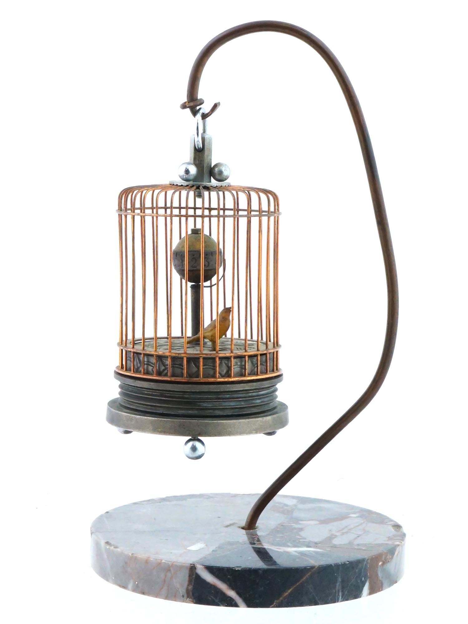 ART DECO 1930S JAPANESE CAGED BIRD NOVELTY CLOCK PIC-0